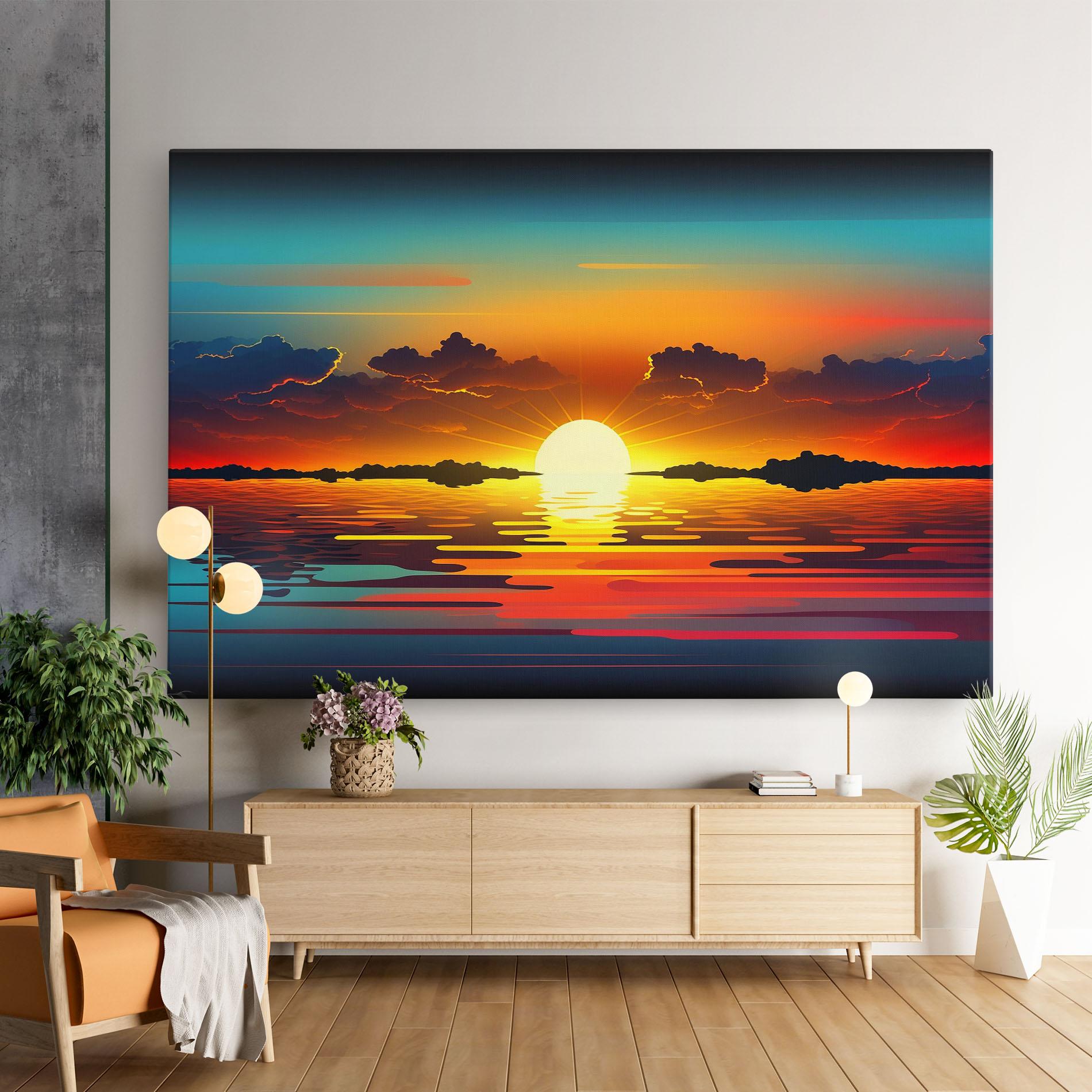 Leinwandbild Yellow Sunset Illustration mockup 9