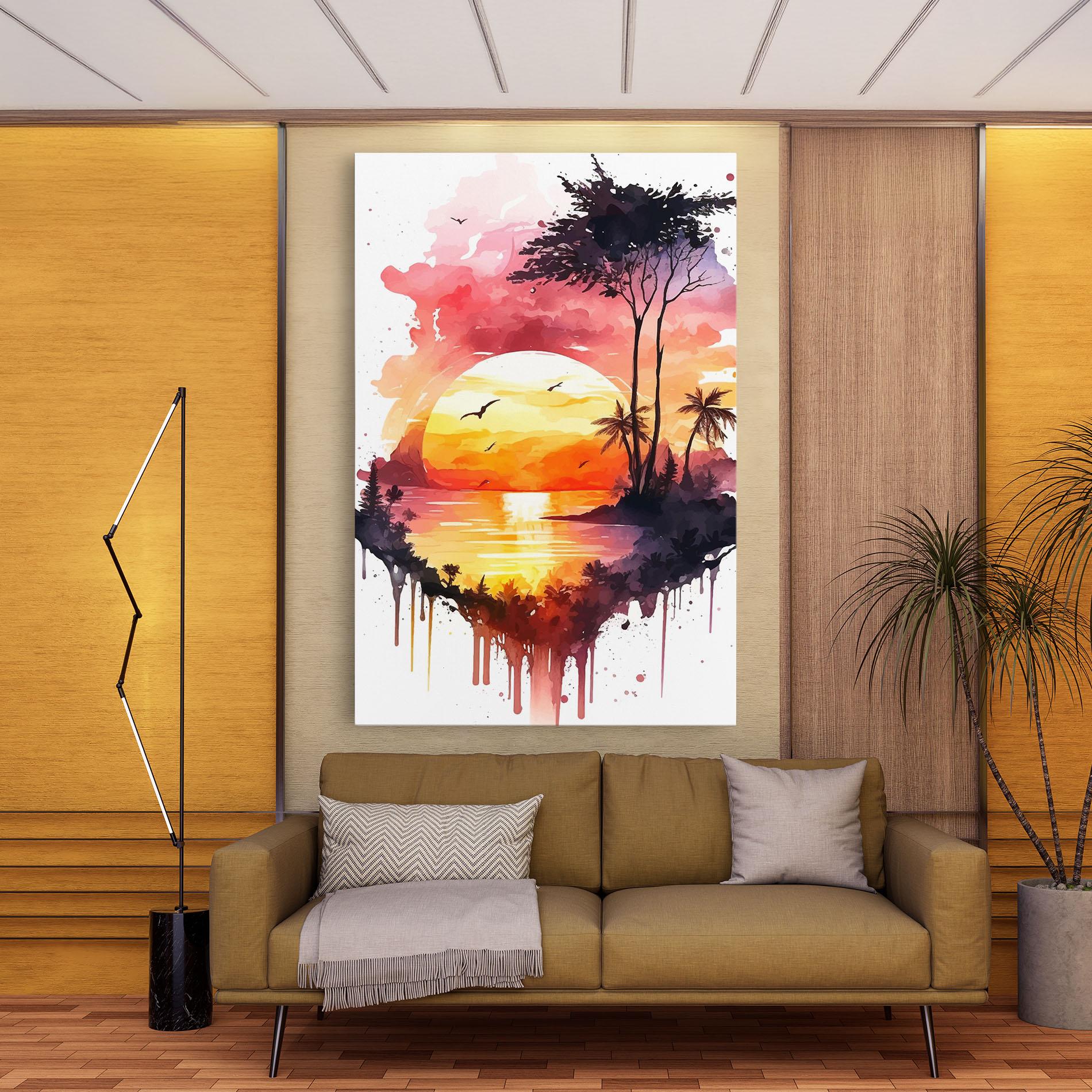 Leinwandbild Purple Sunset Art mockup 9
