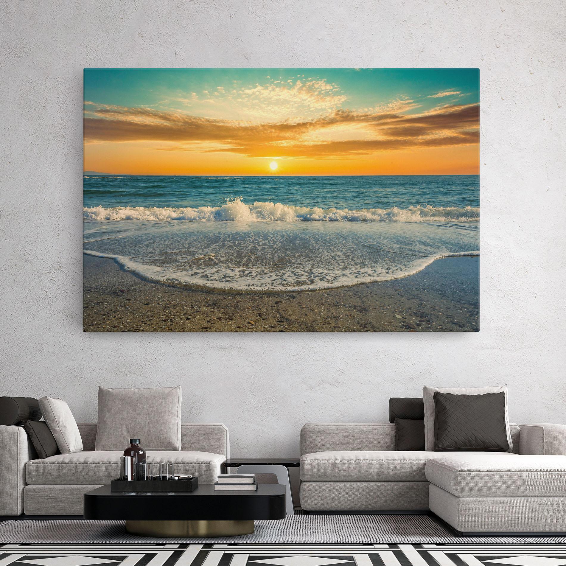 Leinwandbild Beach Dramatic Sunset mockup 2