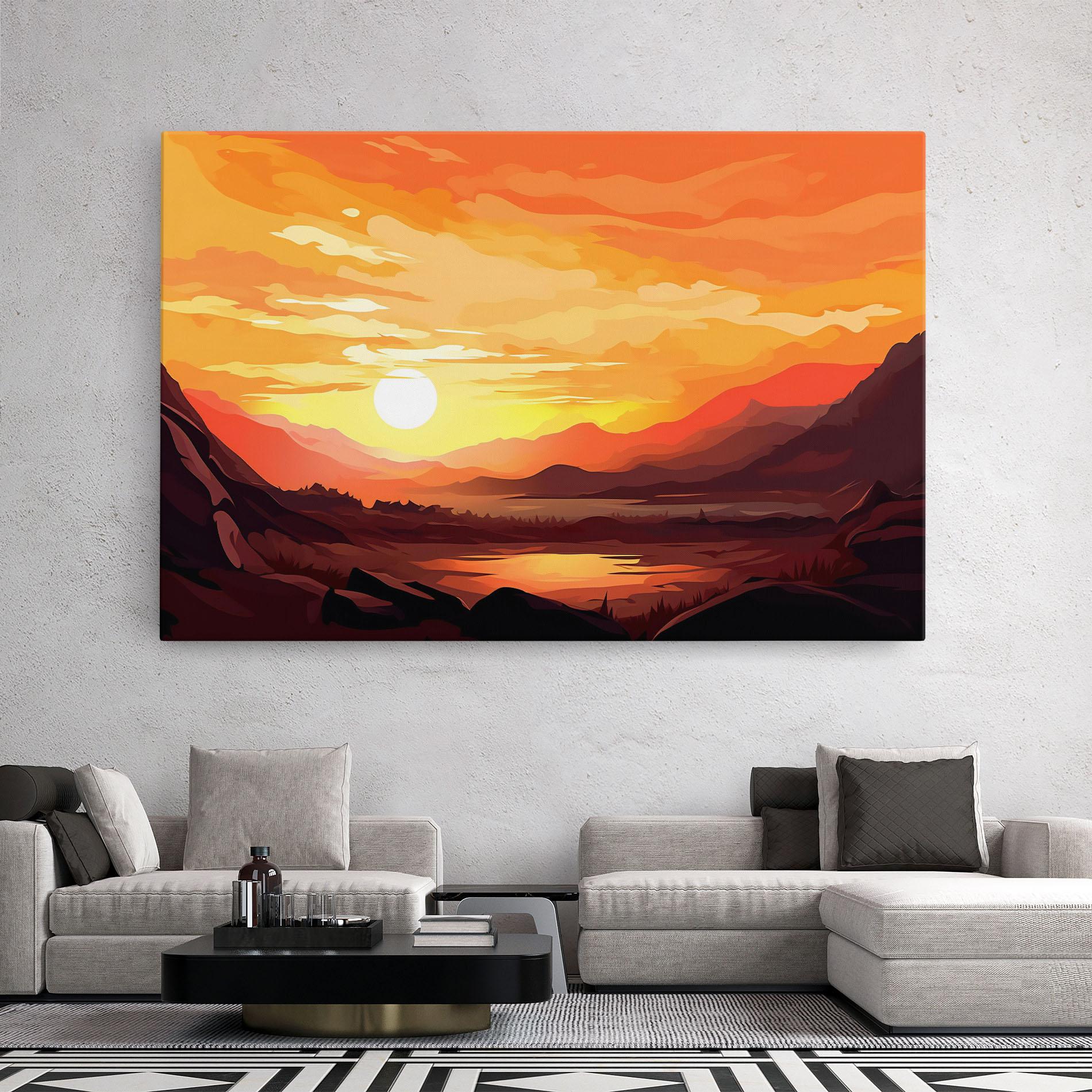 Leinwandbild Beautiful Sunset Illustration mockup 2