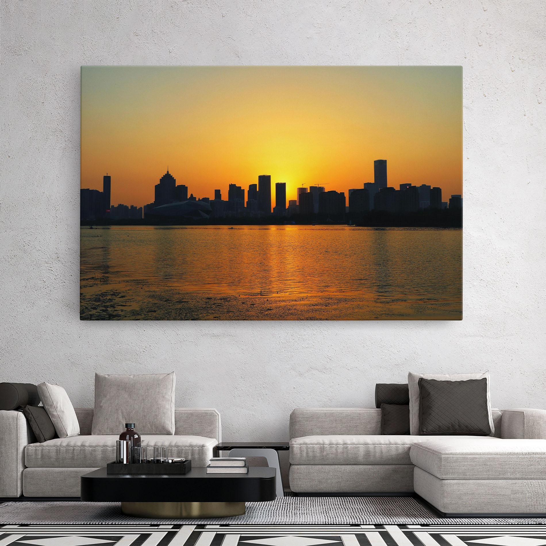 Leinwandbild City Building Sunset mockup 2