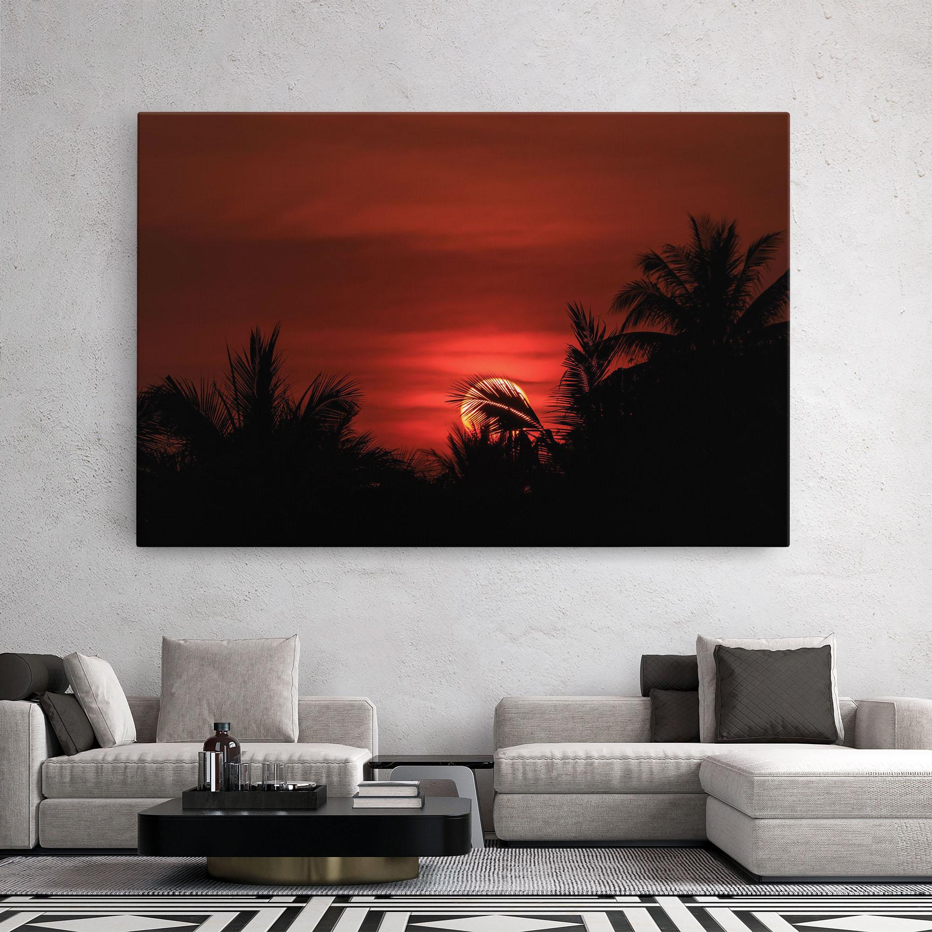 Leinwandbild Coconuts Tree Sunset mockup 2