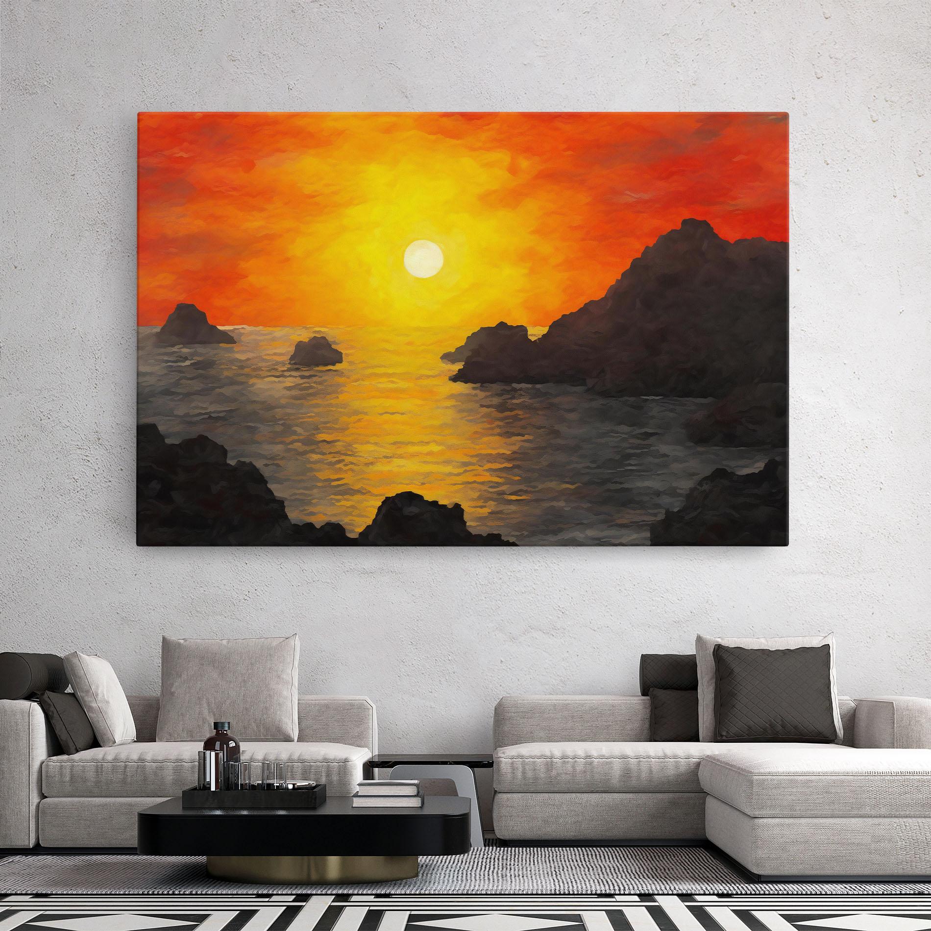 Leinwandbild Mountains Rocks Painting mockup 2