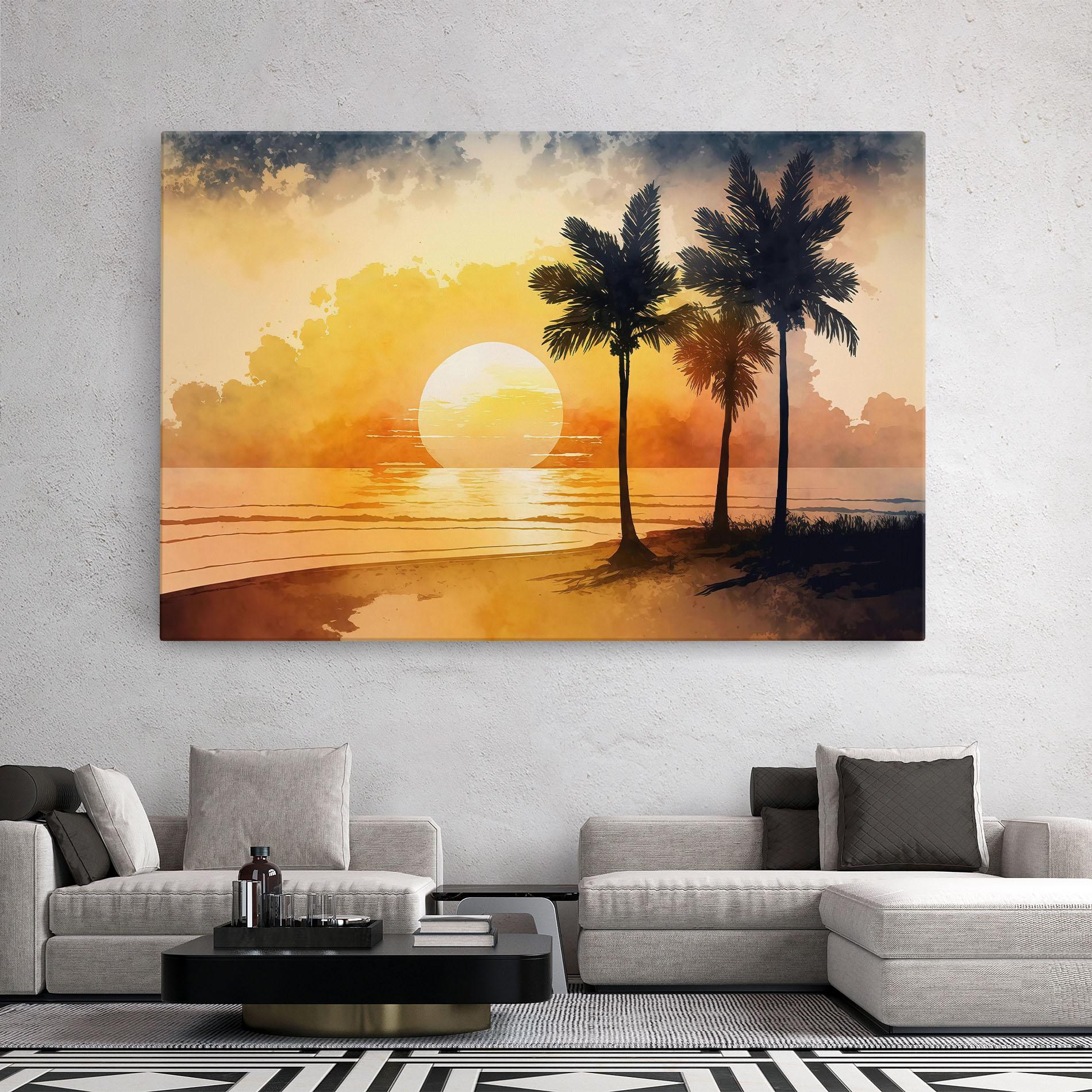 Leinwandbild Palm Trees Sunset mockup 2