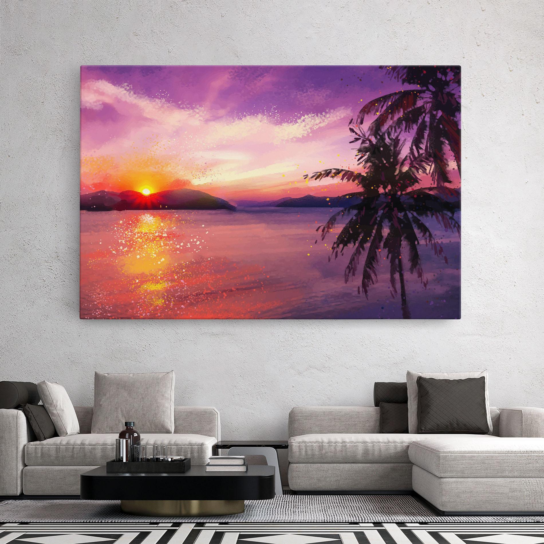 Leinwandbild Purple Sunrise Art mockup 2