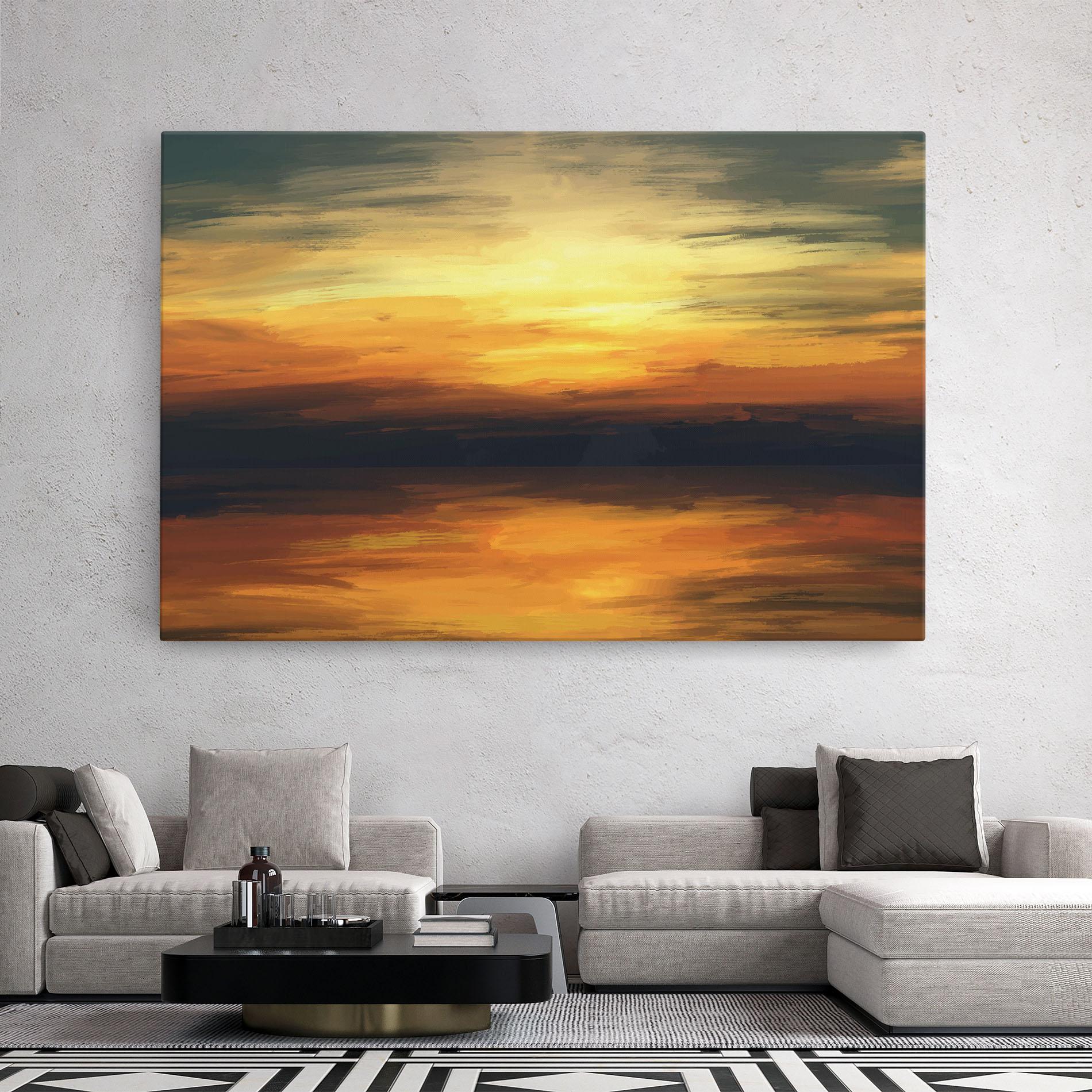 Leinwandbild Sunset Oil Paint mockup 2