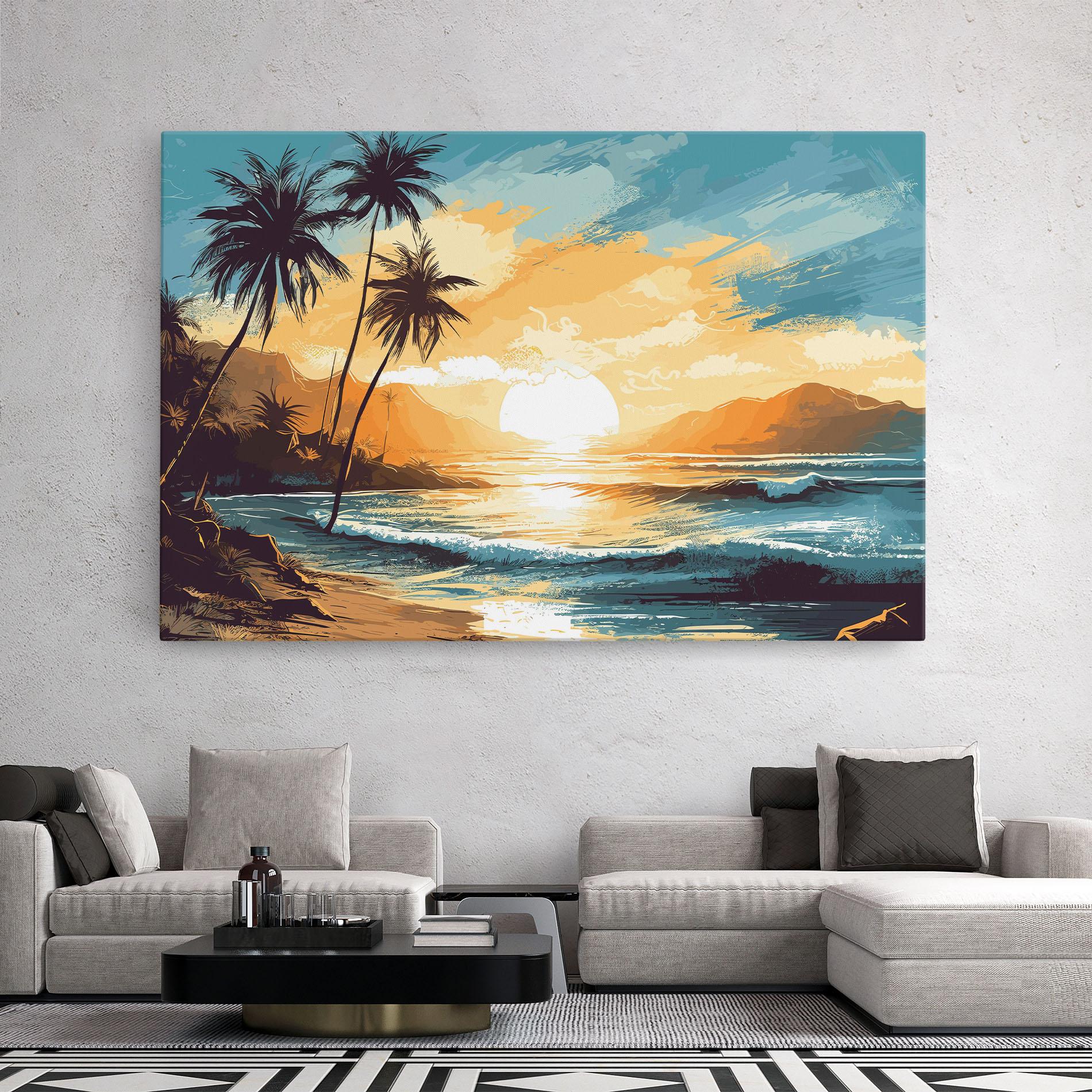 Leinwandbild Yellow Blue Sunrise mockup 2
