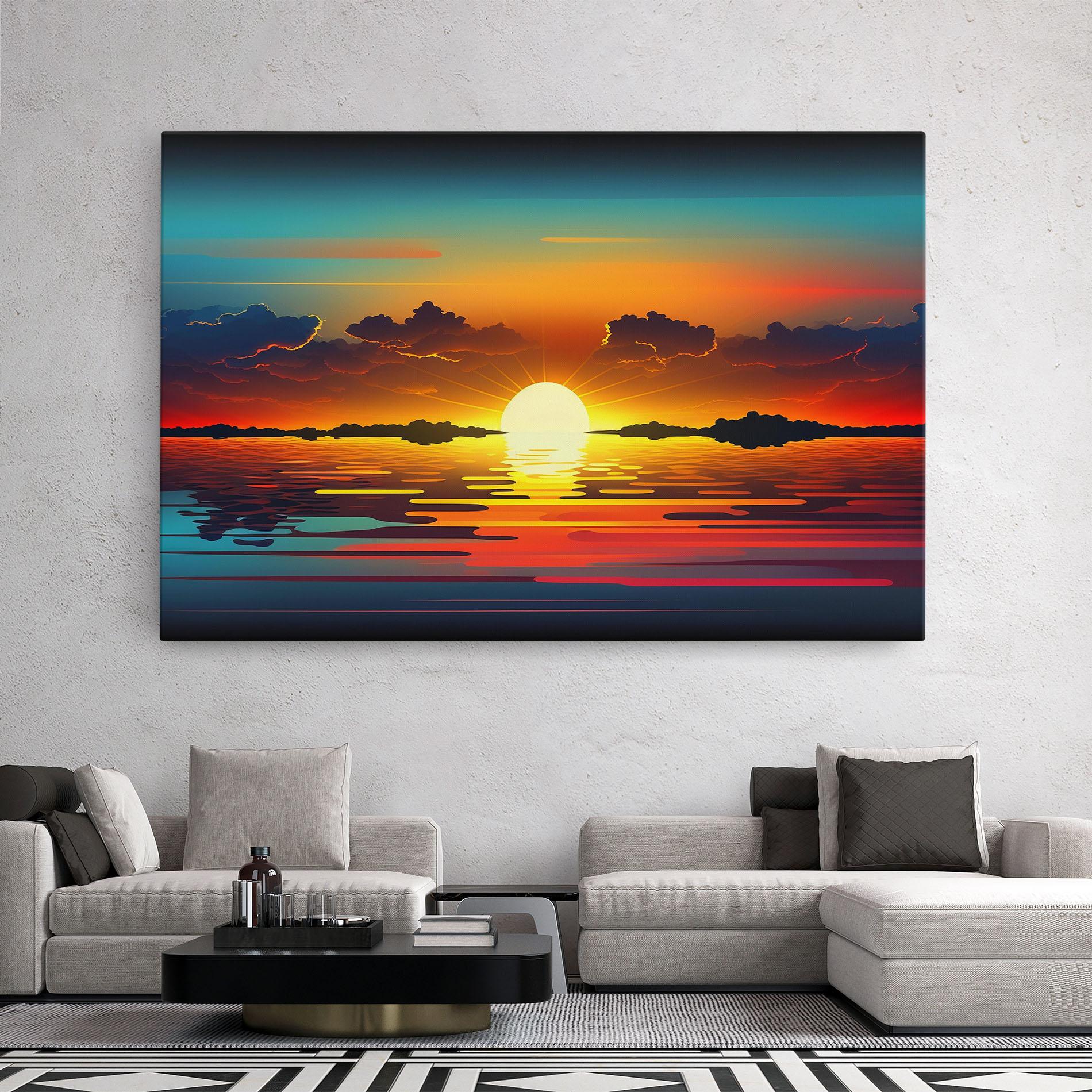 Leinwandbild Yellow Sunset Illustration mockup 2