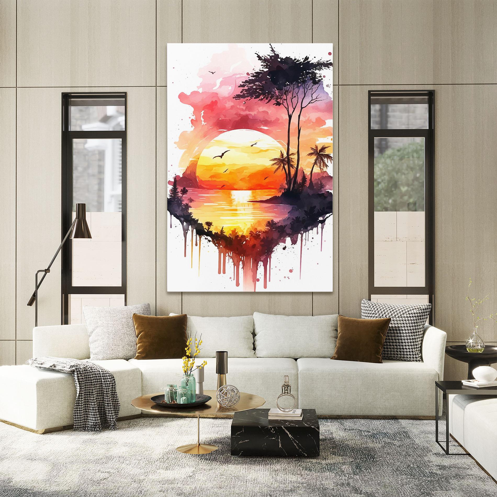 Leinwandbild Purple Sunset Art mockup 2