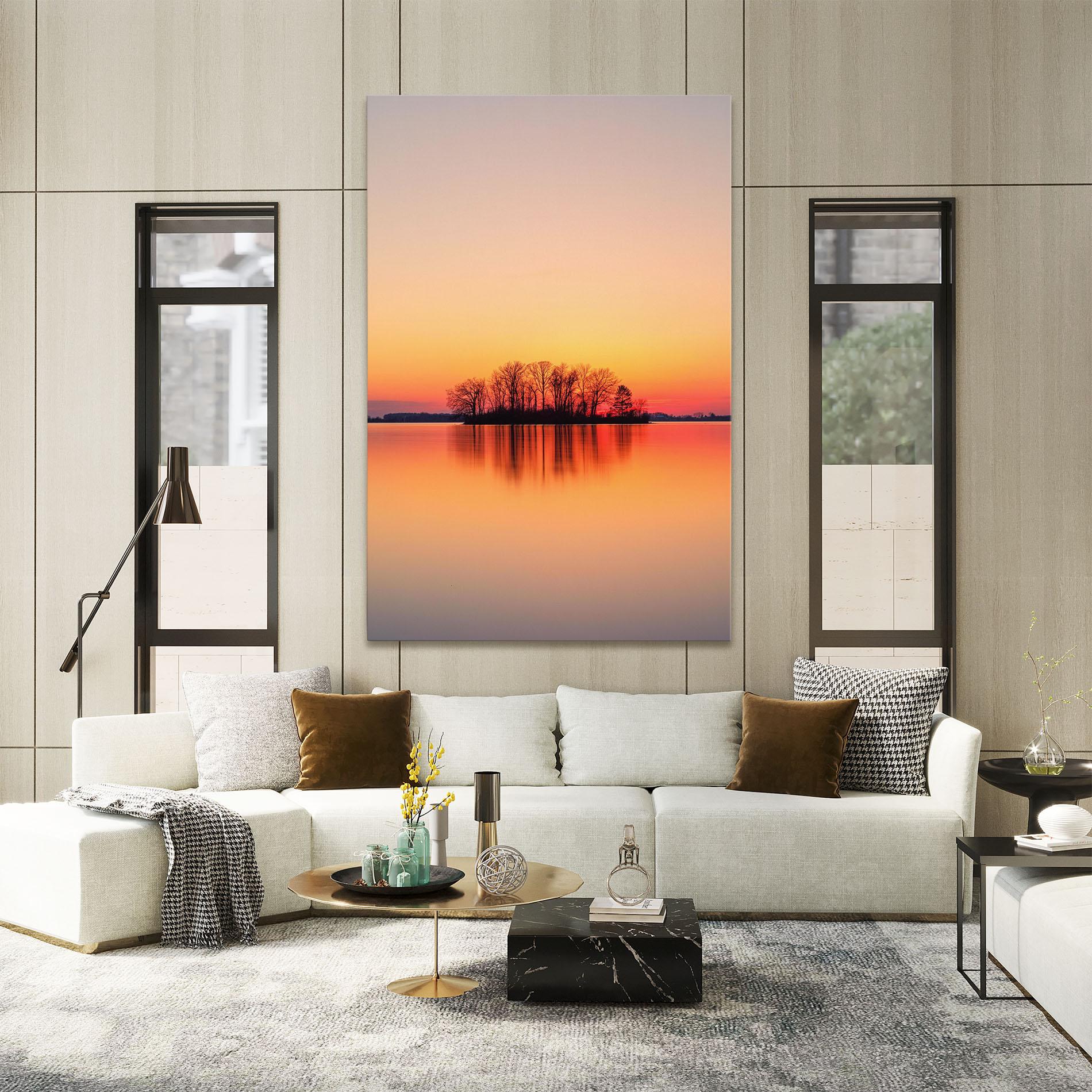 Leinwandbild Tree Sunset Lake mockup 2
