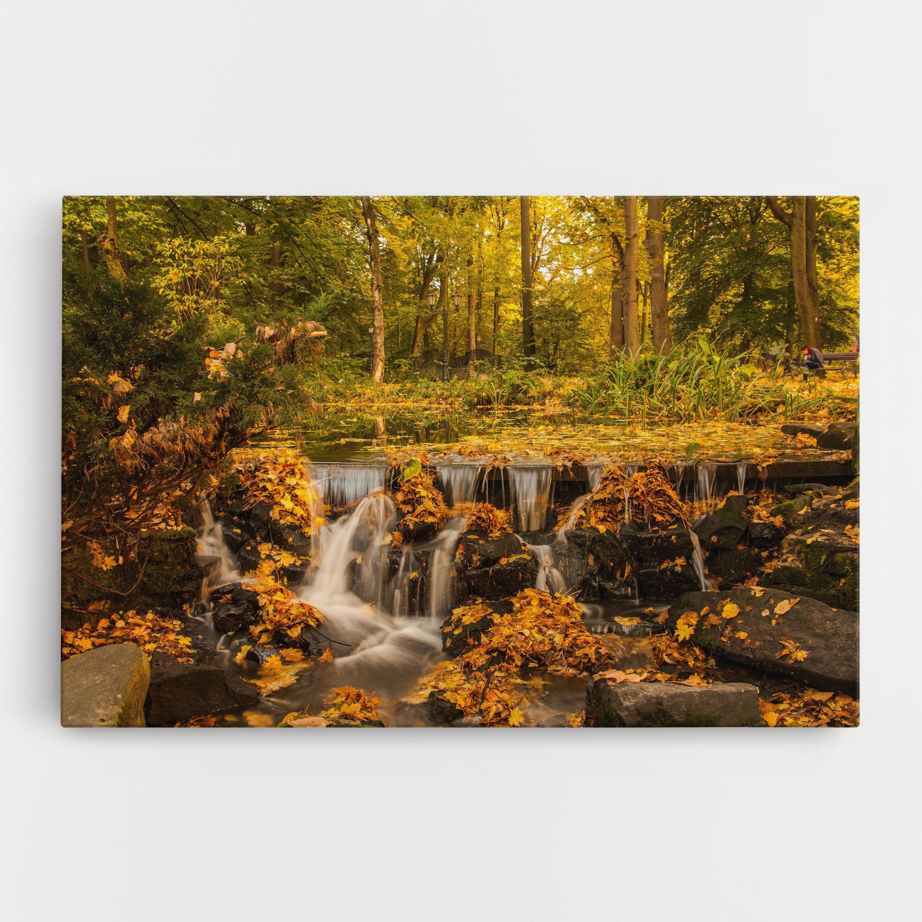 Leinwandbild Autumn Pretty Waterfall mockup 0