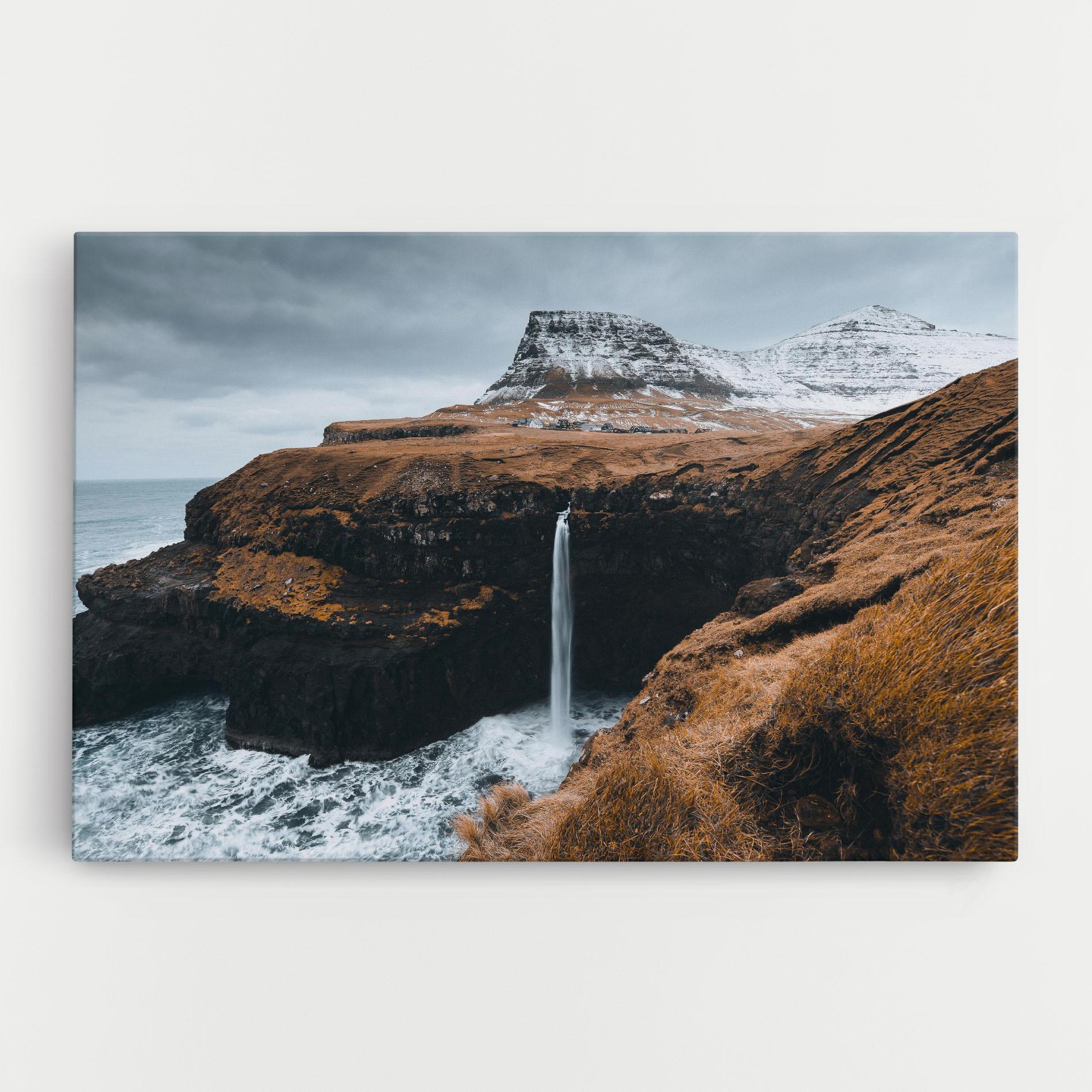 Leinwandbild Black Houses Waterfall mockup 0