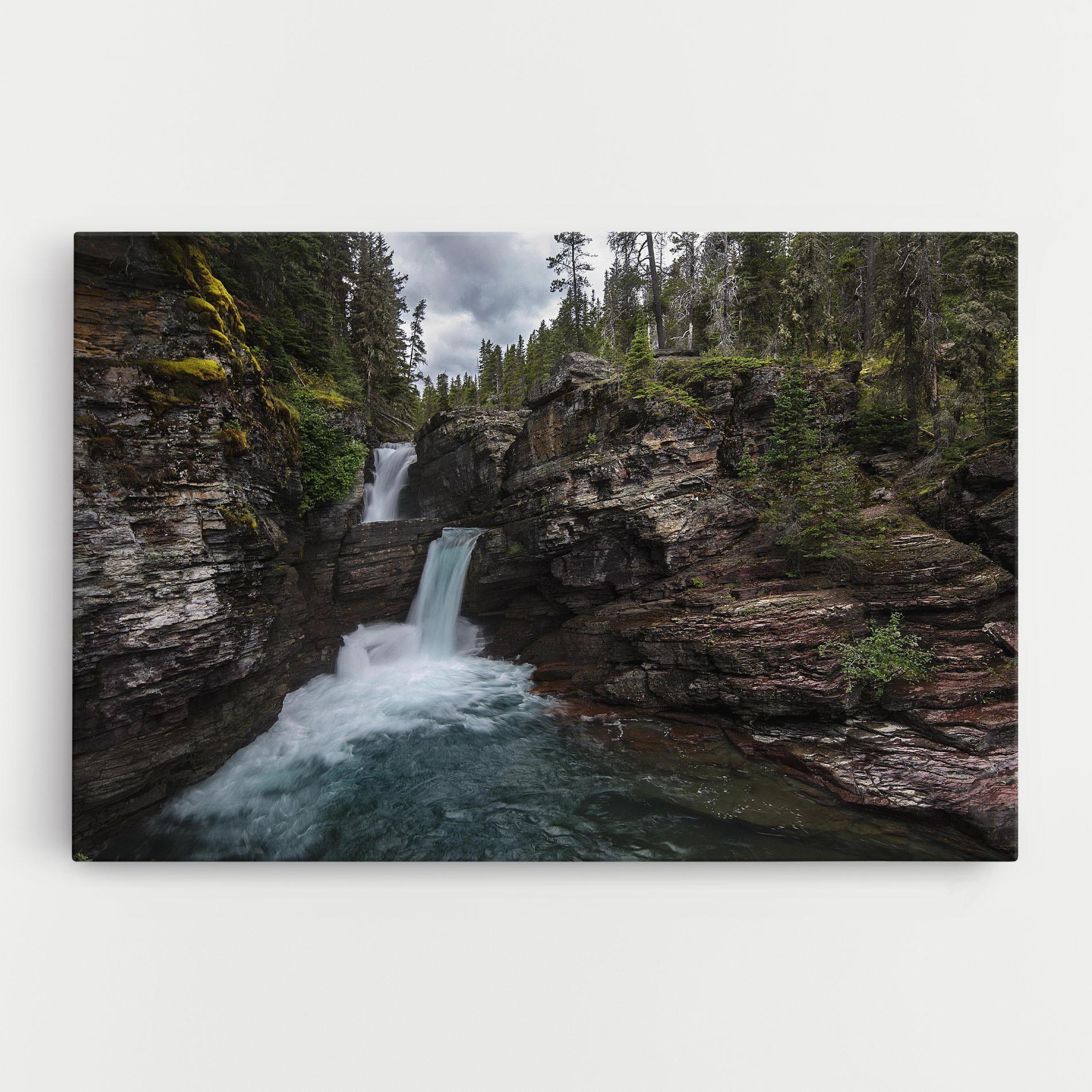 Leinwandbild Majestic Forest Waterfall mockup 0