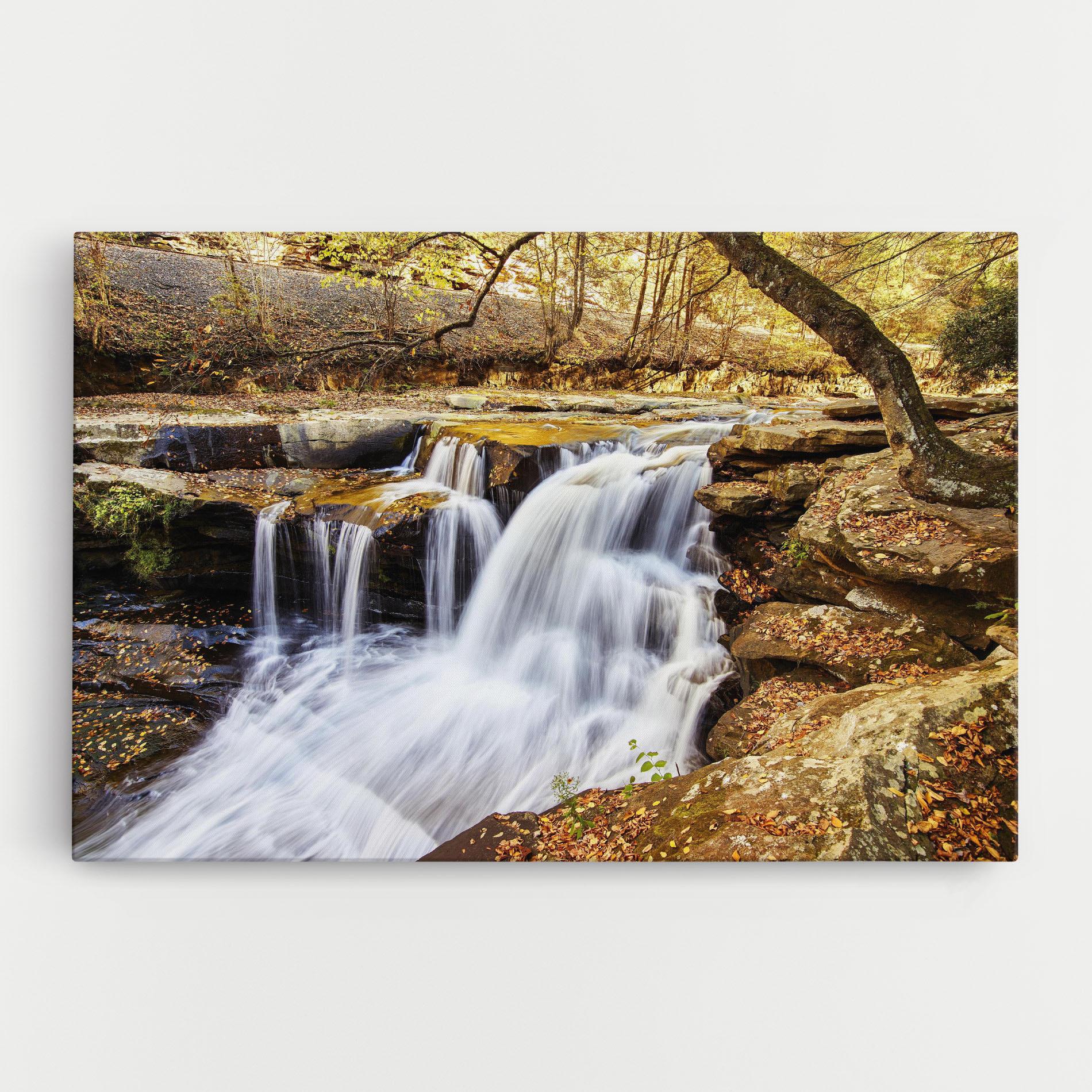 Leinwandbild Pretty Autumn Waterfall mockup 0