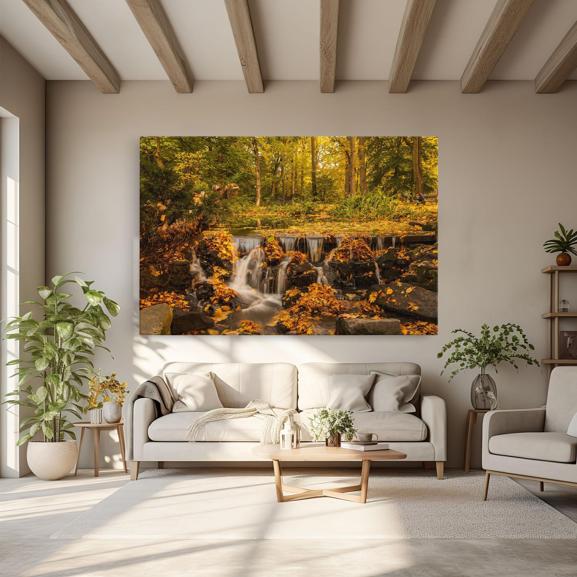 Leinwandbild Autumn Pretty Waterfall mockup 6