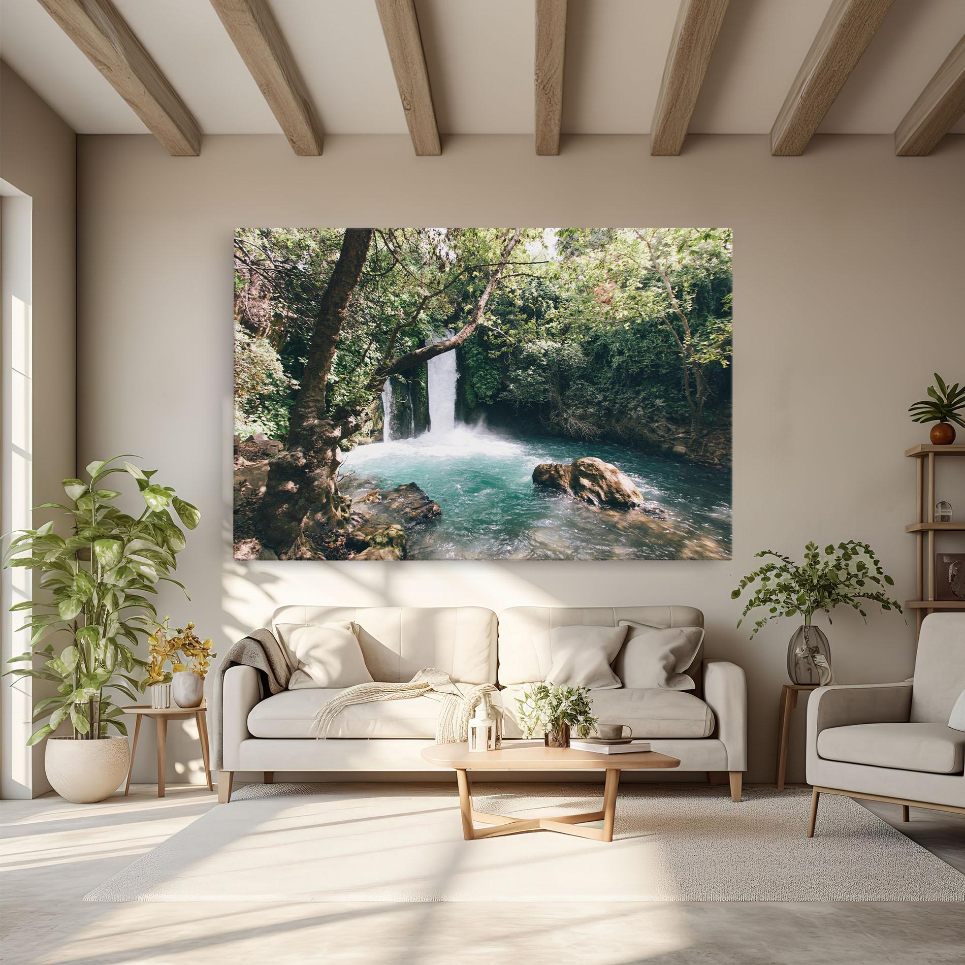 Leinwandbild Beautiful Blue Waterfall mockup 6