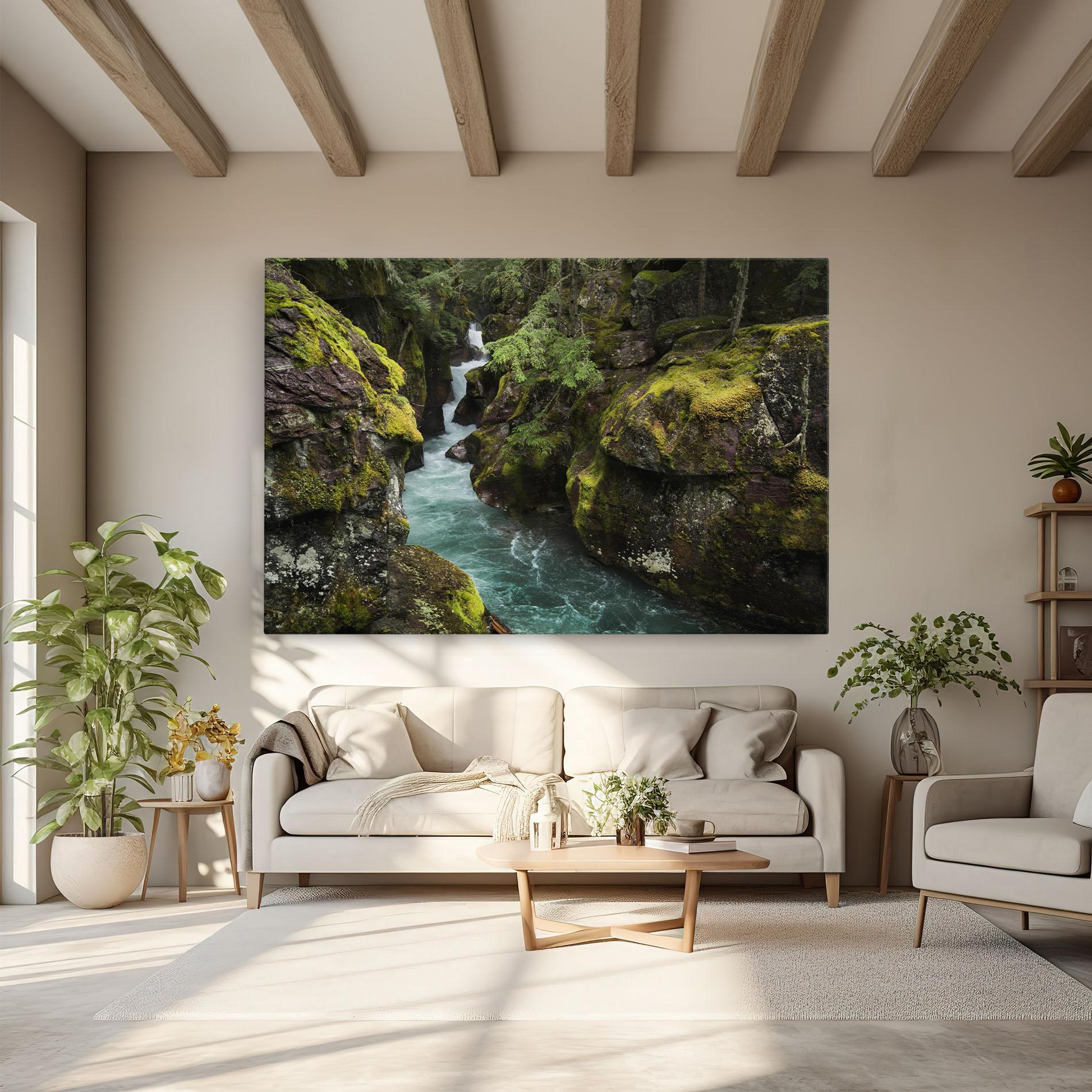 Leinwandbild Blue Majestic Waterfall mockup 6