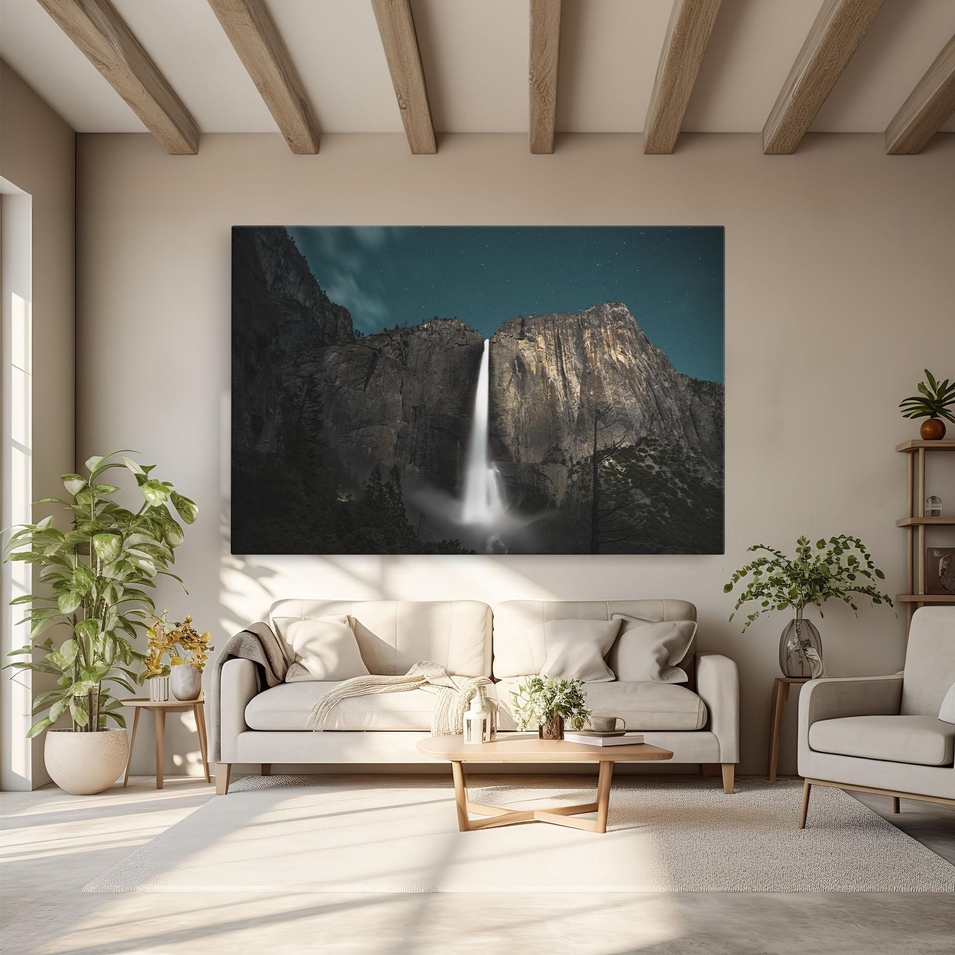 Leinwandbild Dark Blue Sky Waterfall mockup 6