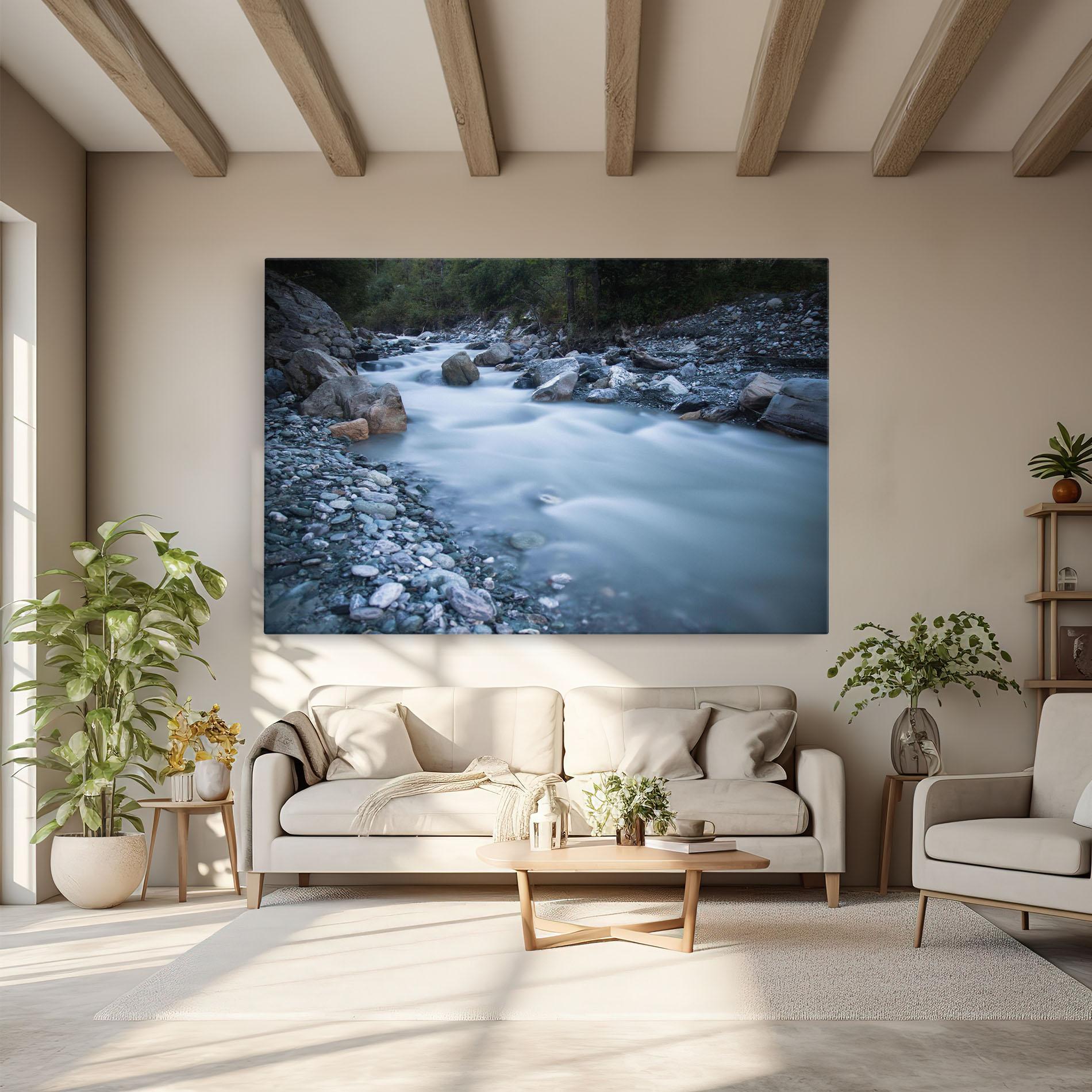 Leinwandbild Grey Water Falling mockup 6