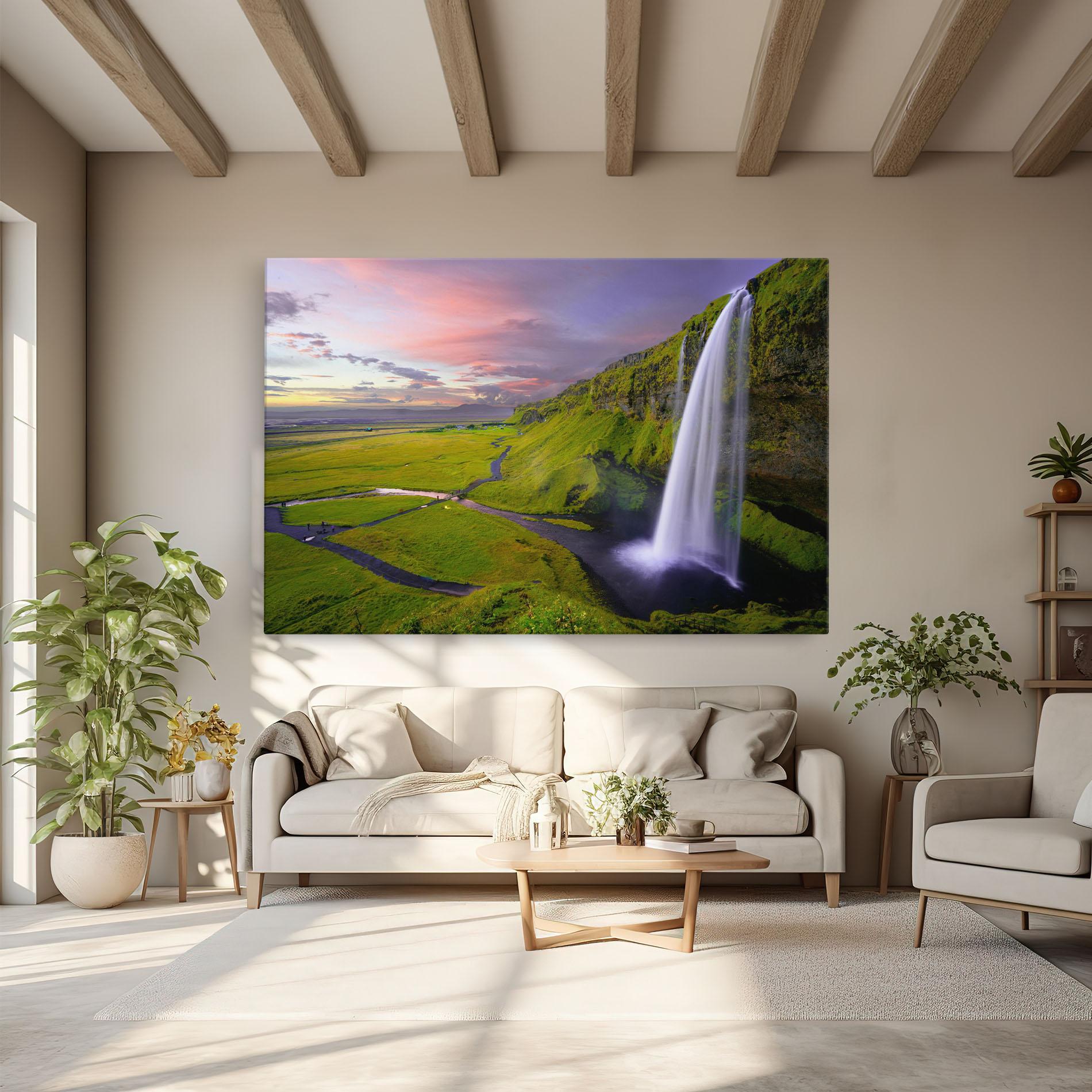 Leinwandbild Pink Wky Waterfall mockup 6