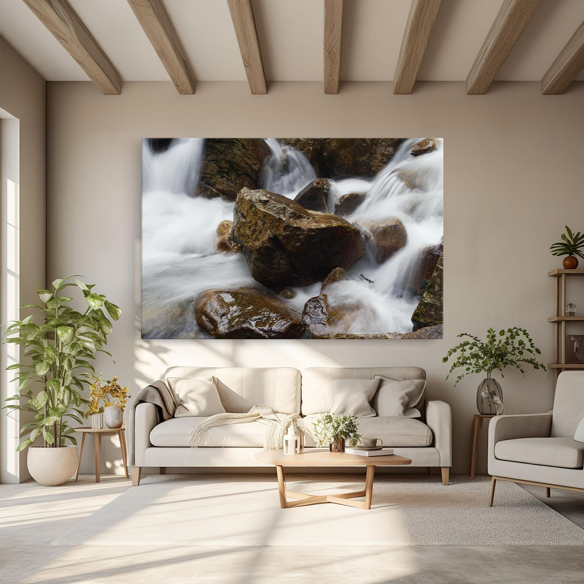 Leinwandbild Shiny Rocks Waterfall mockup 6