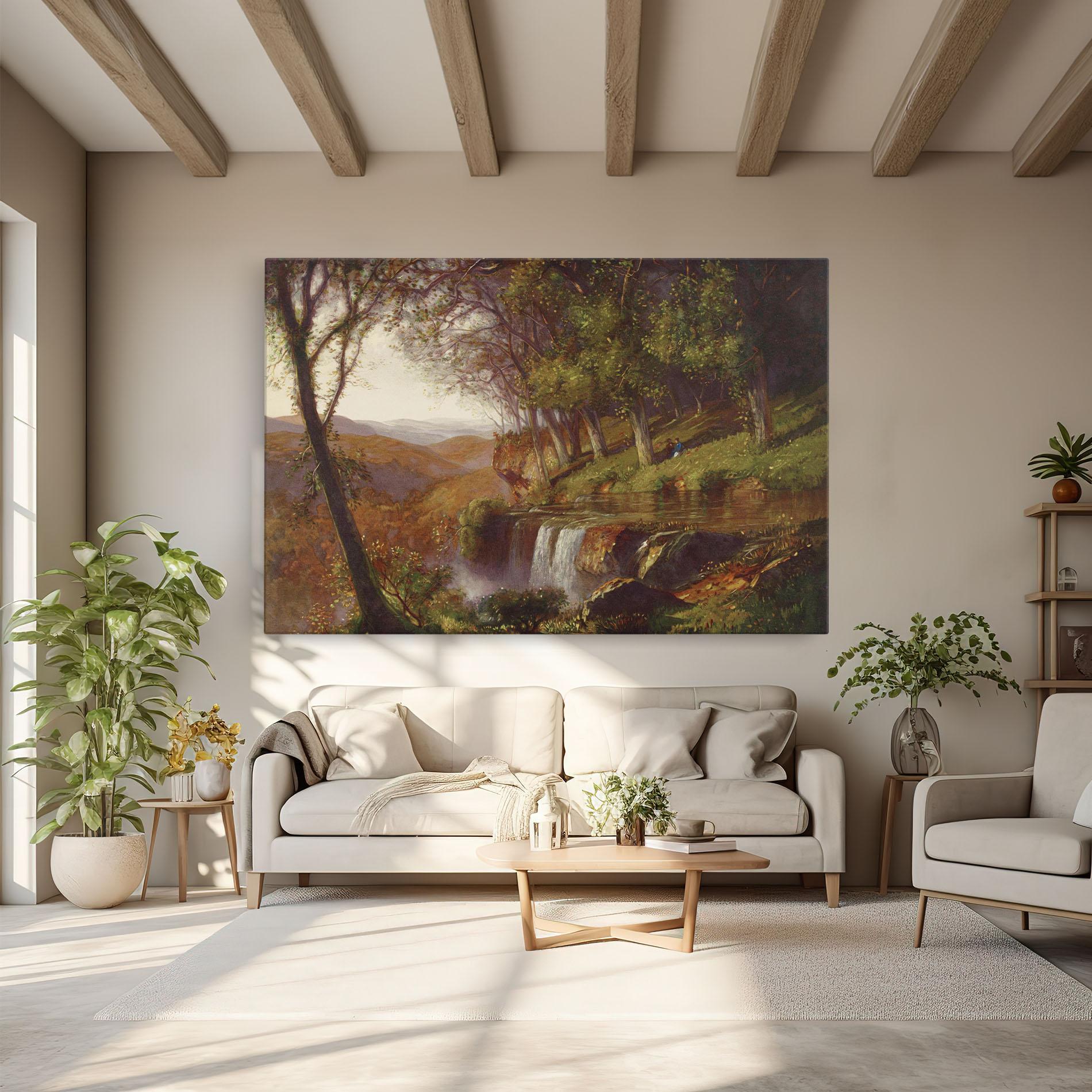 Leinwandbild Waterfall Painting mockup 6