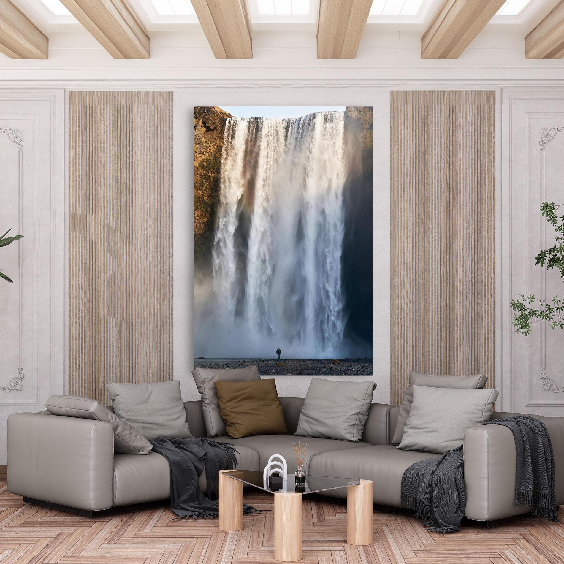 Leinwandbild Small Man Waterfall mockup 6