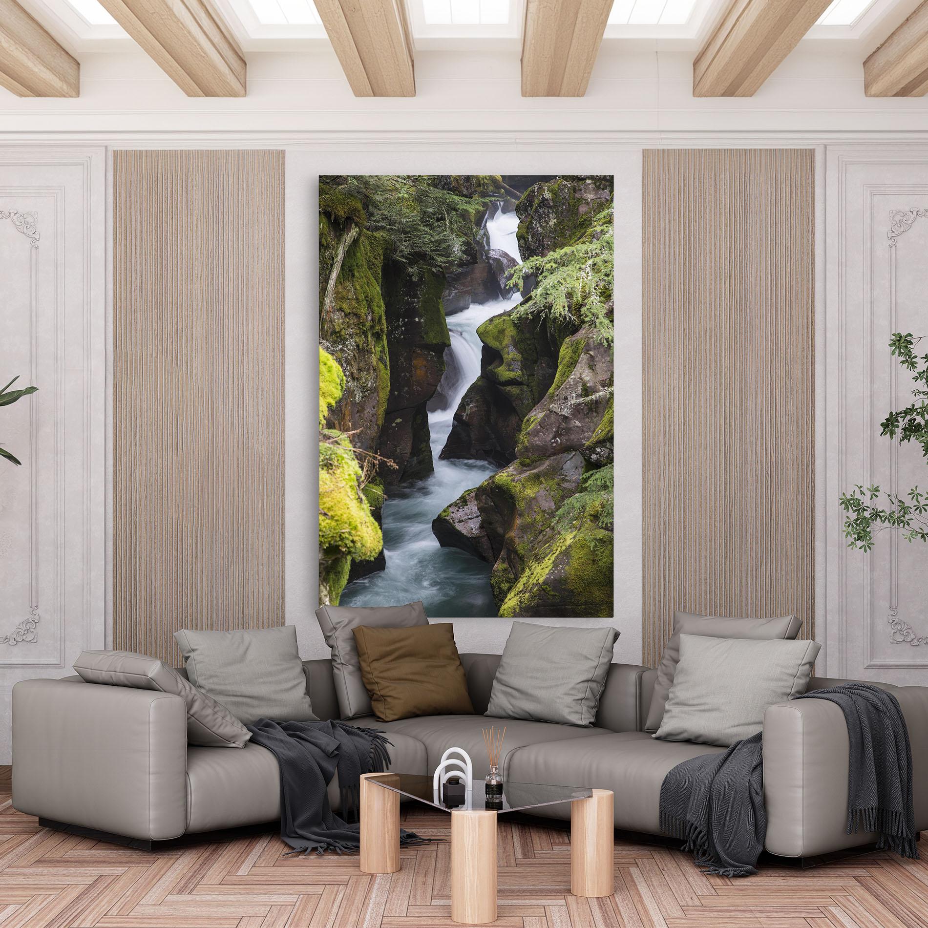 Leinwandbild Water Falling Forest mockup 6