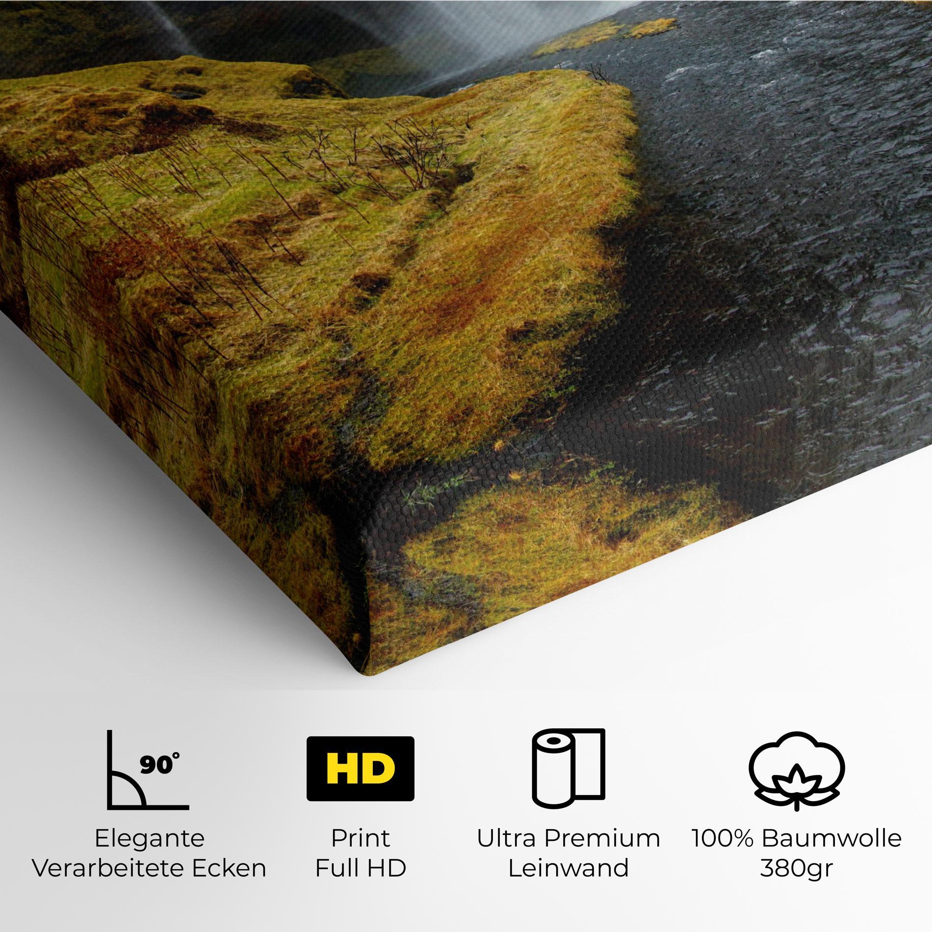 Leinwandbild Yellow Grass Waterfall mockup 4