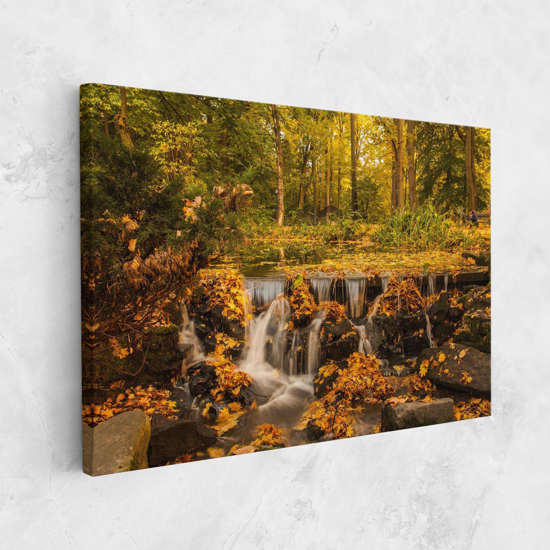 Leinwandbild Autumn Pretty Waterfall mockup 1