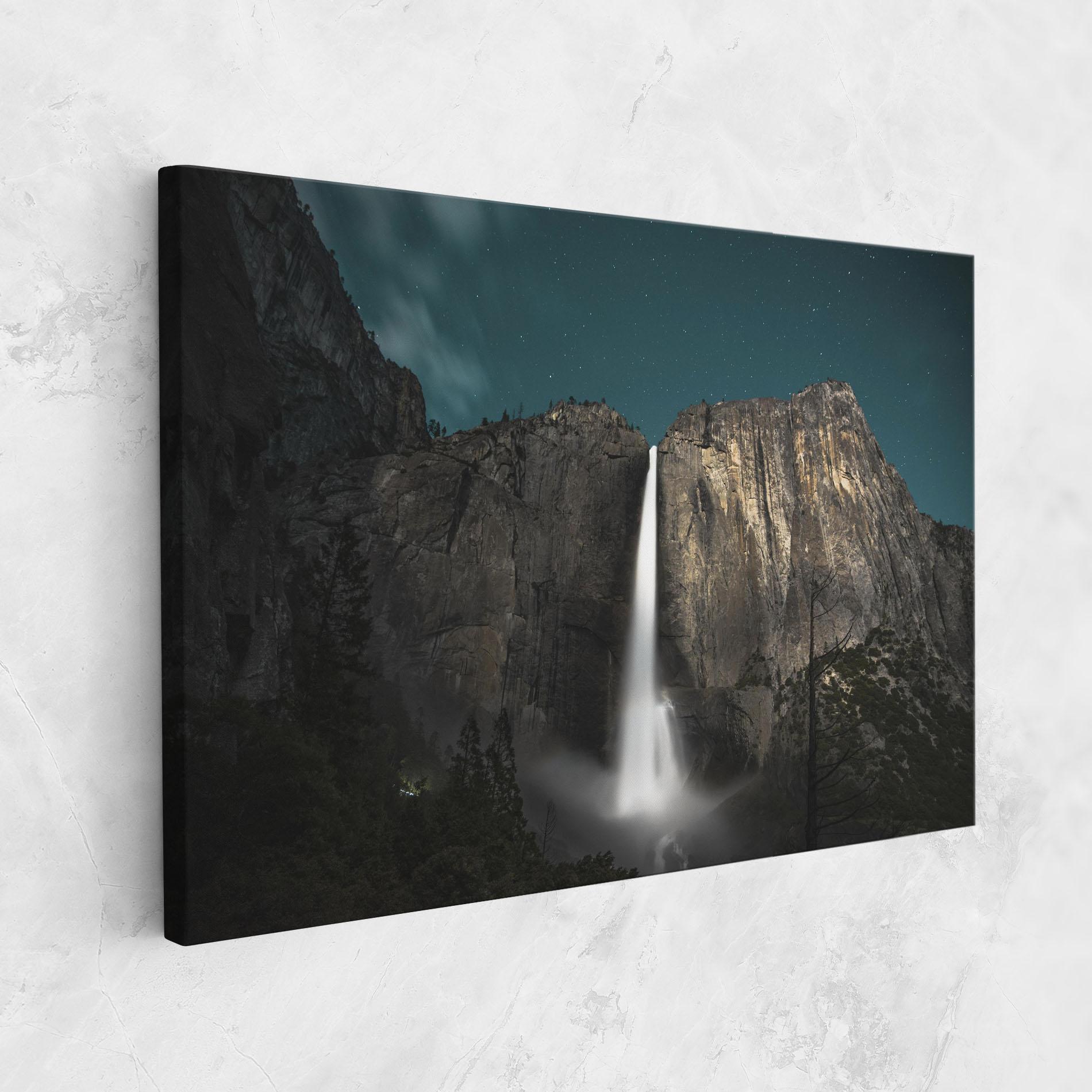 Leinwandbild Dark Blue Sky Waterfall mockup 1