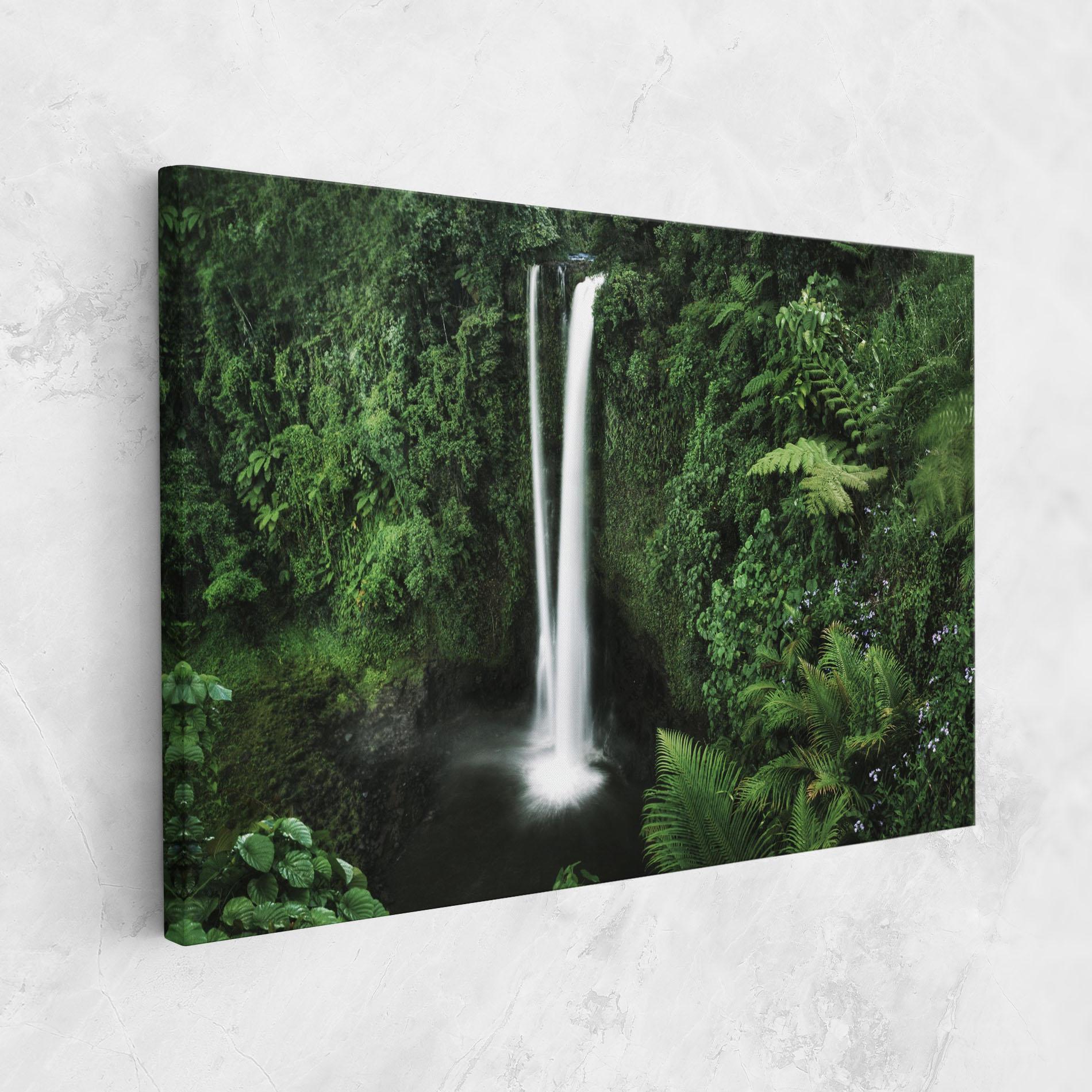 Leinwandbild Green Nature Waterfall mockup 1
