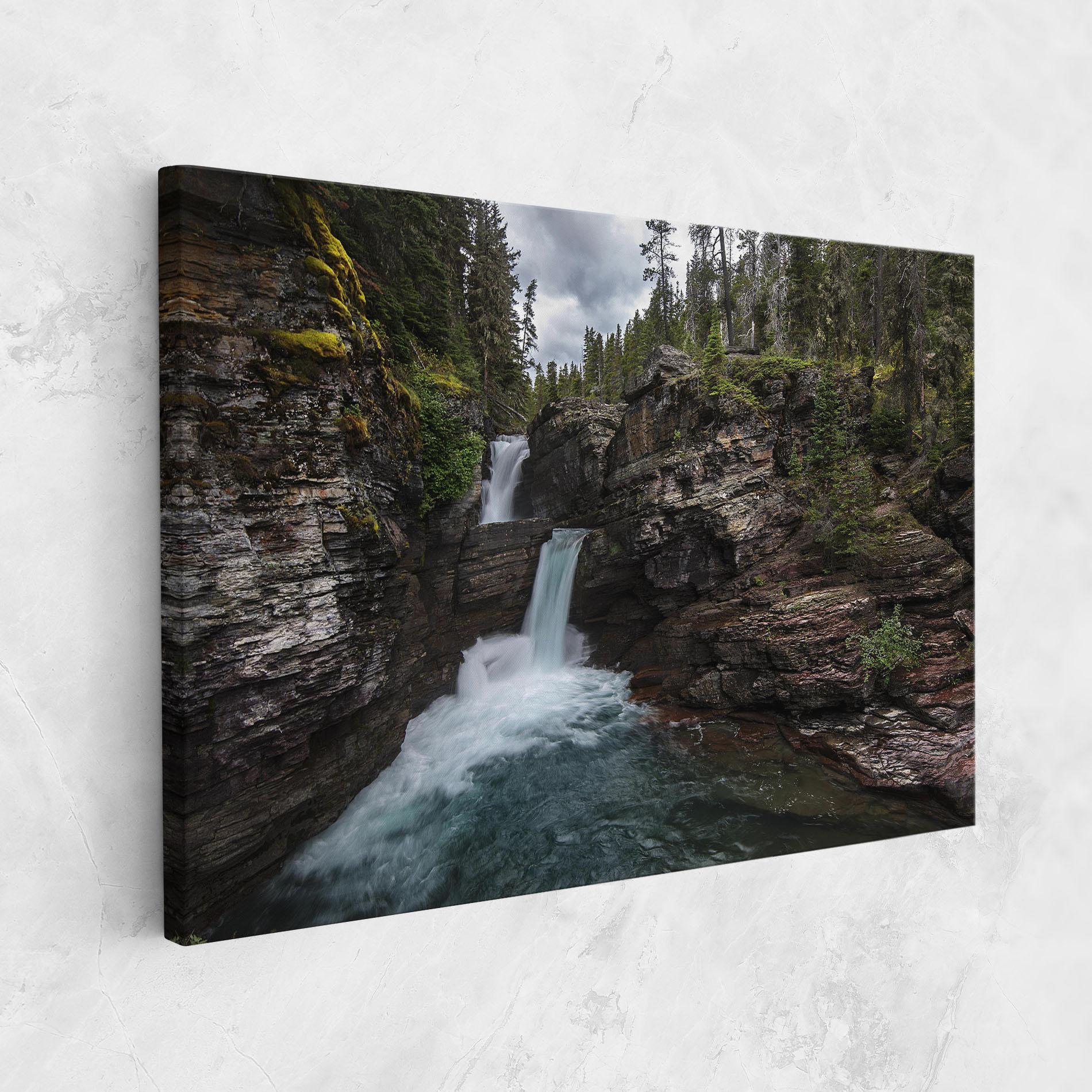 Leinwandbild Majestic Forest Waterfall mockup 1