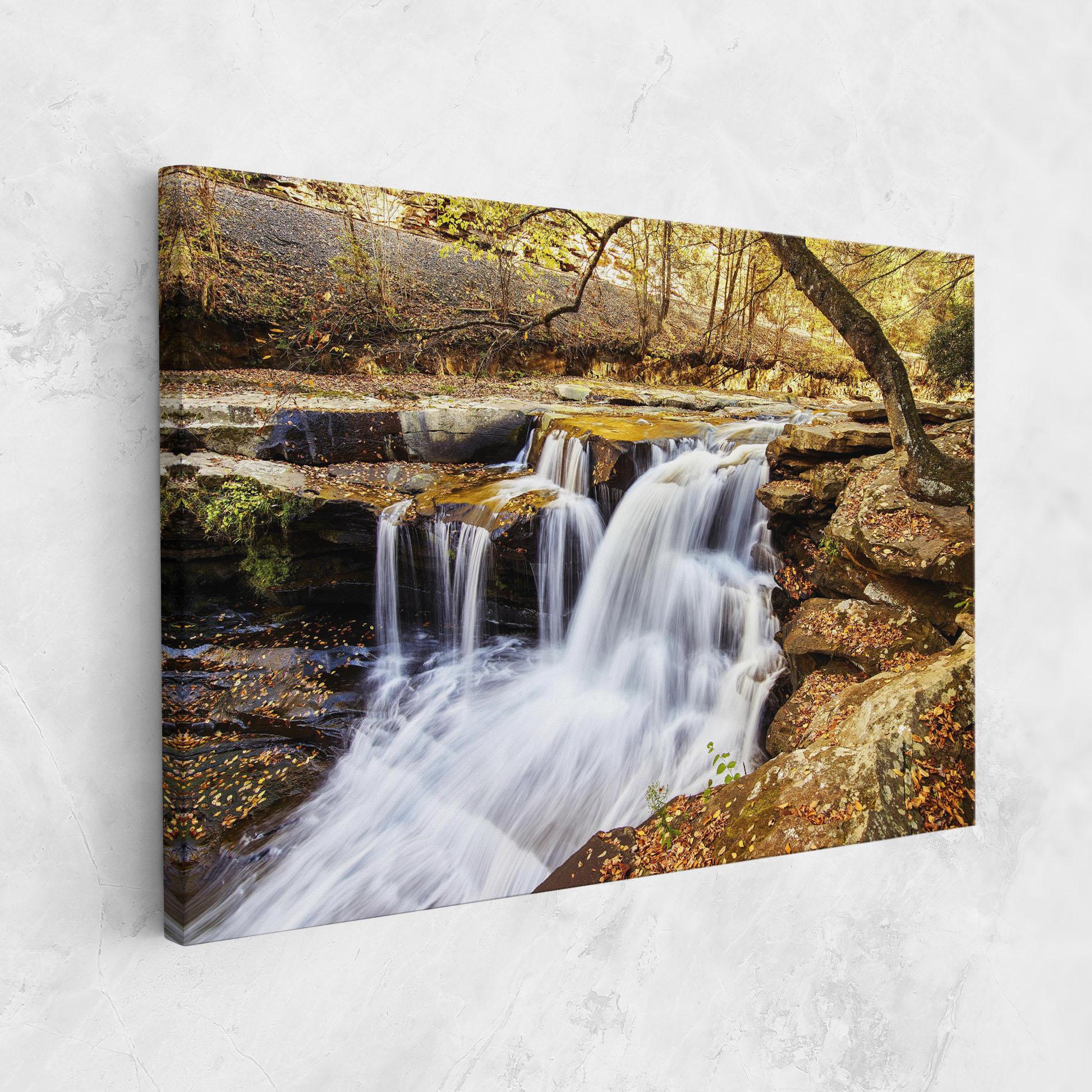 Leinwandbild Pretty Autumn Waterfall mockup 1