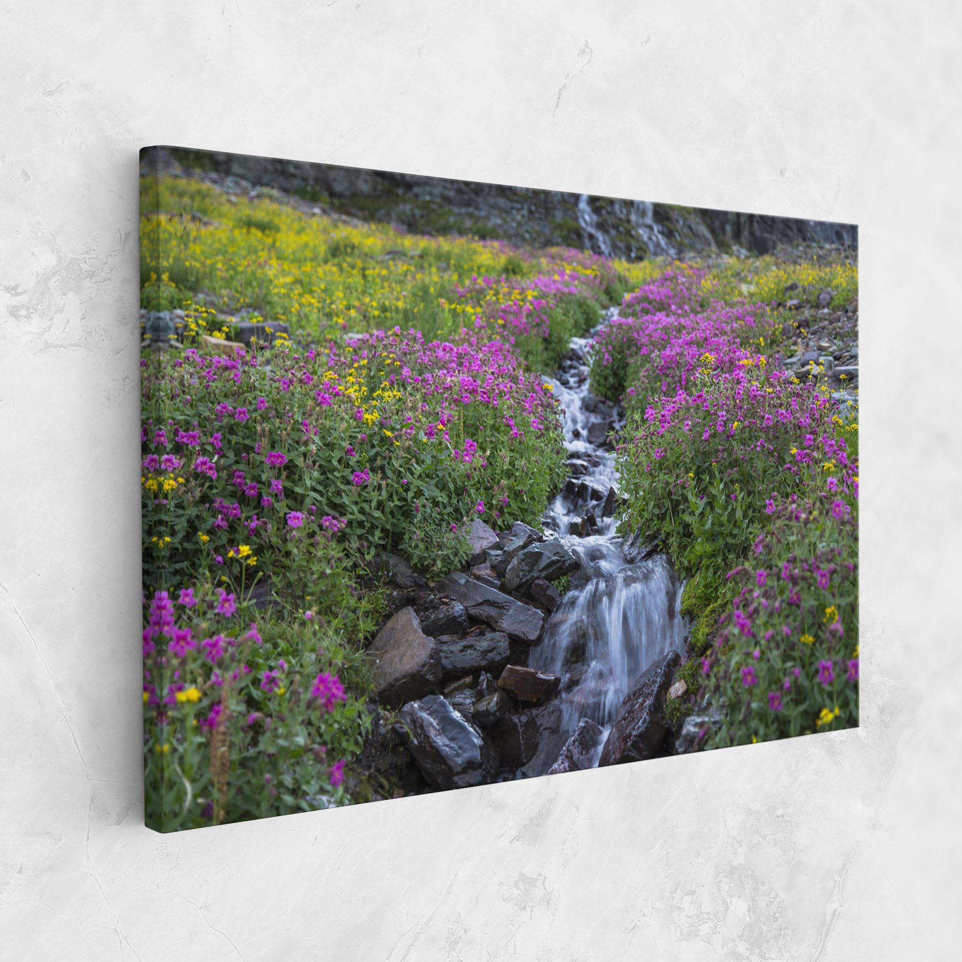 Leinwandbild Purple Field Waterfall mockup 1