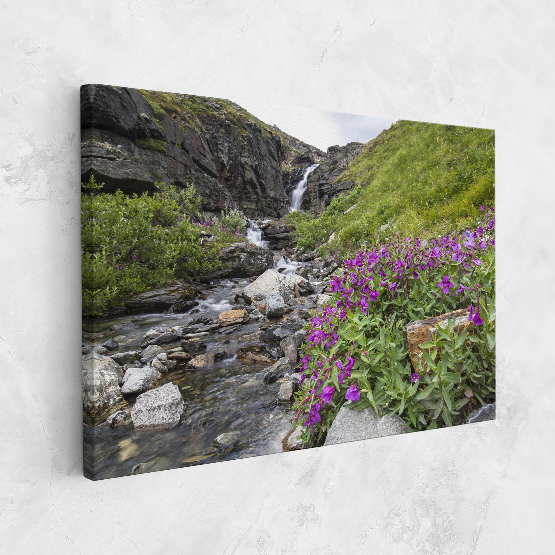 Leinwandbild Purple Flowers Waterfall mockup 1