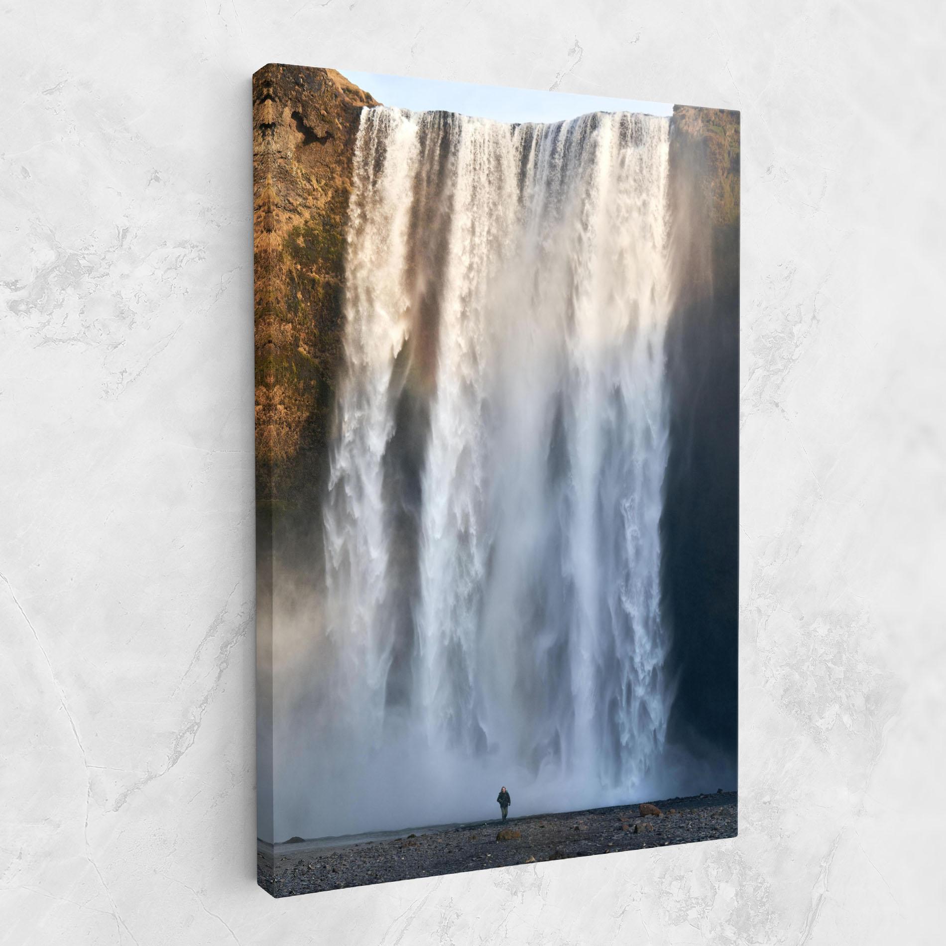 Leinwandbild Small Man Waterfall mockup 1