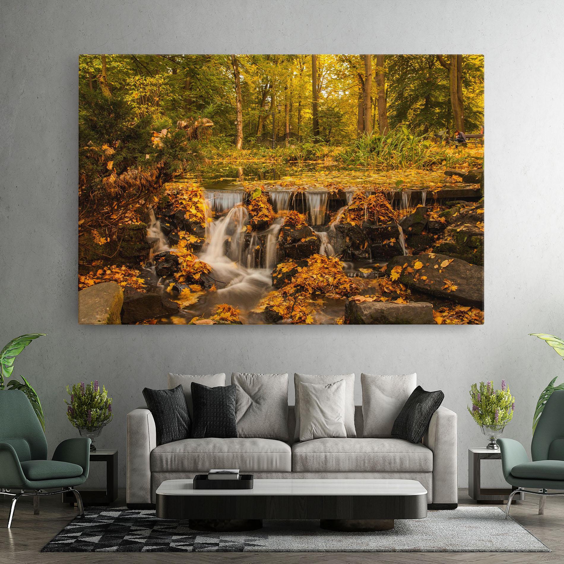 Leinwandbild Autumn Pretty Waterfall mockup 7