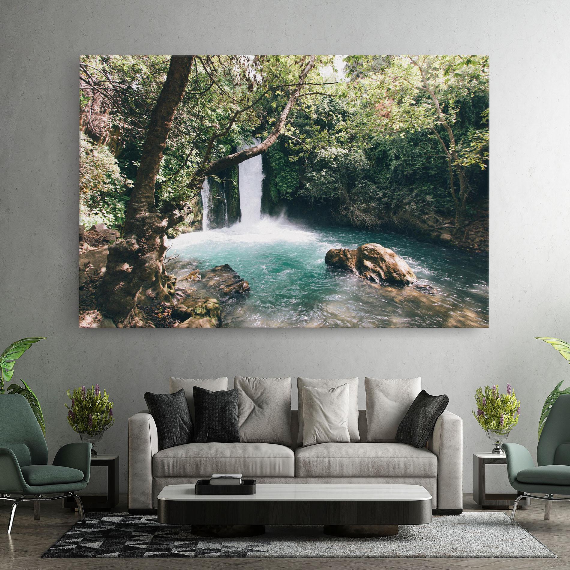 Leinwandbild Beautiful Blue Waterfall mockup 7