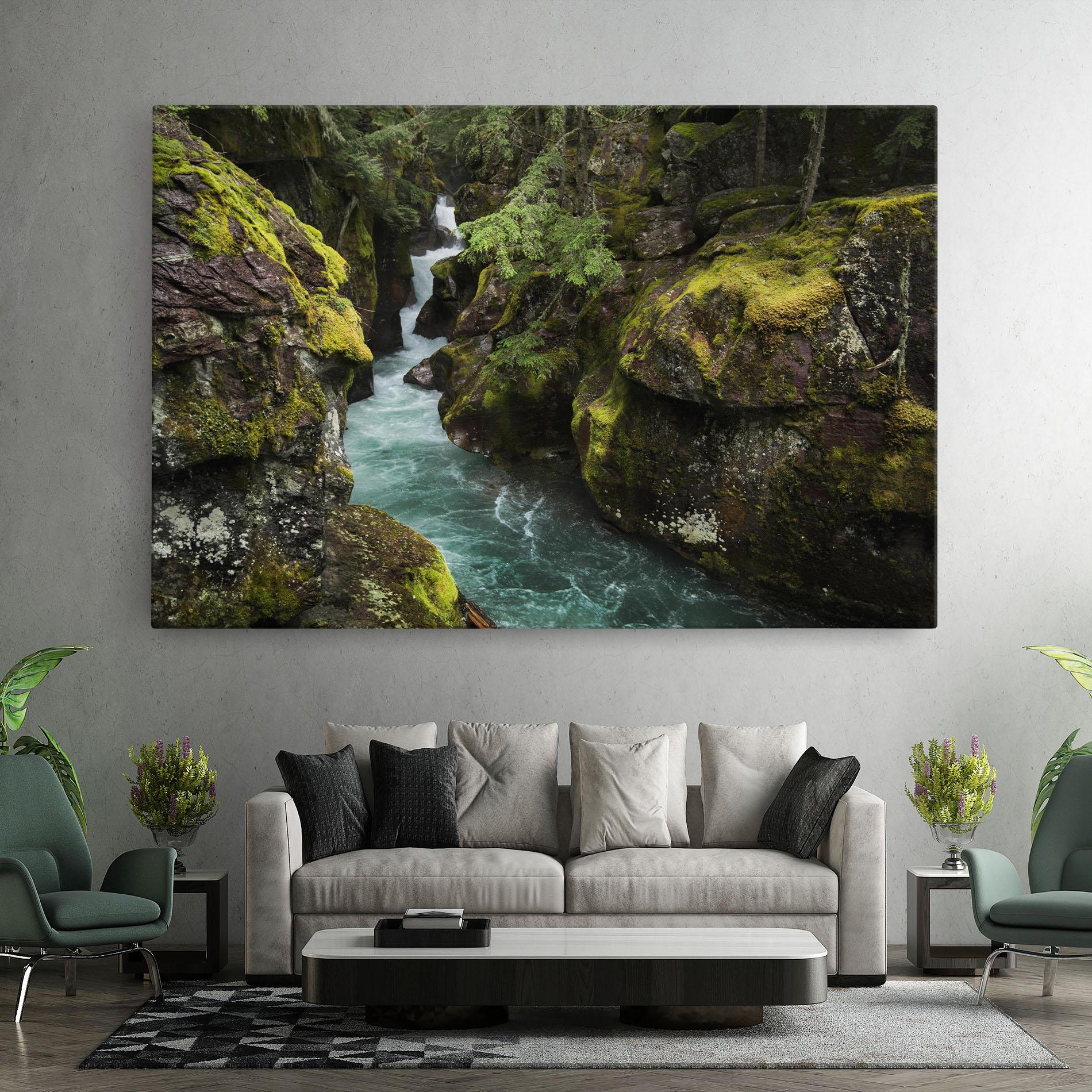 Leinwandbild Blue Majestic Waterfall mockup 7