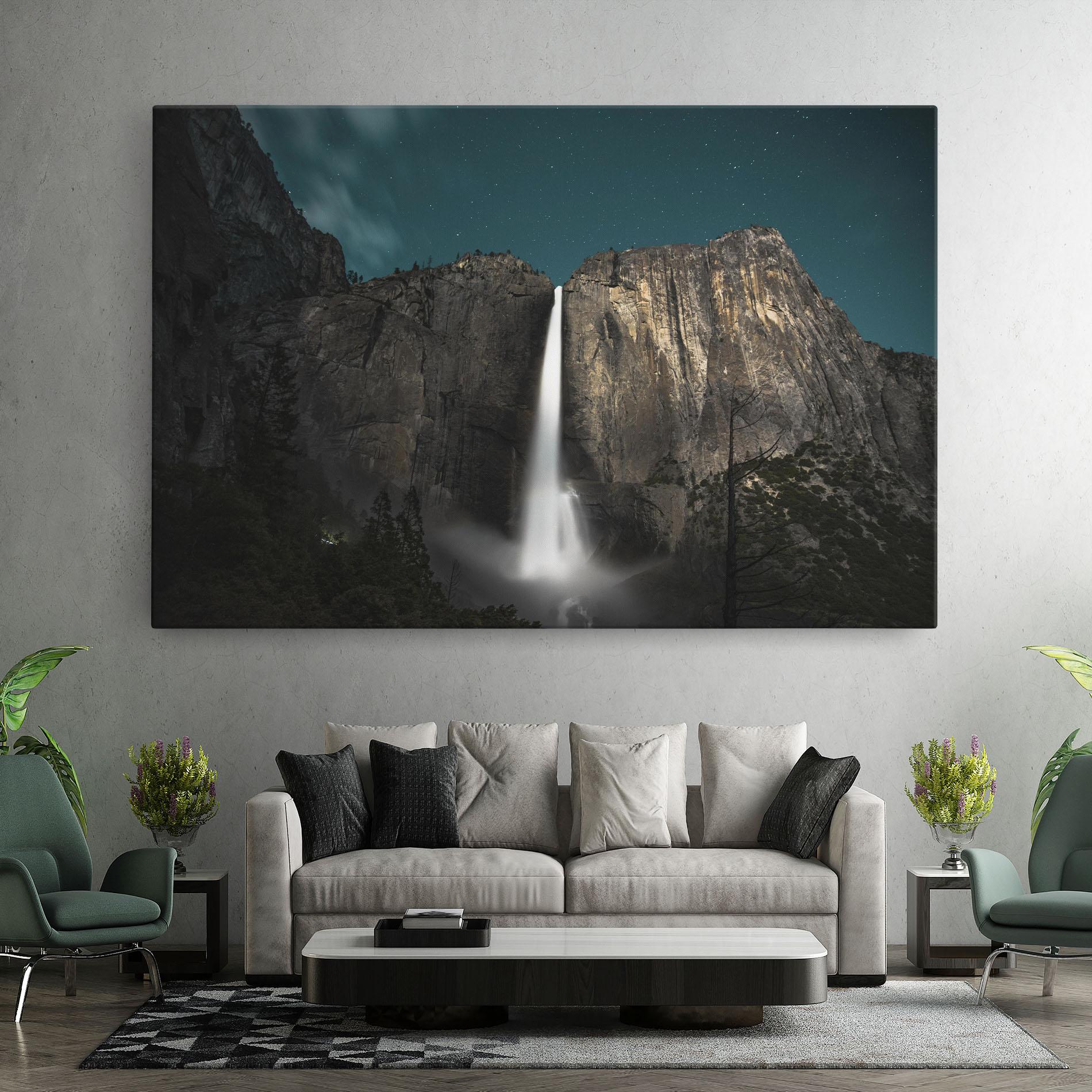 Leinwandbild Dark Blue Sky Waterfall mockup 7