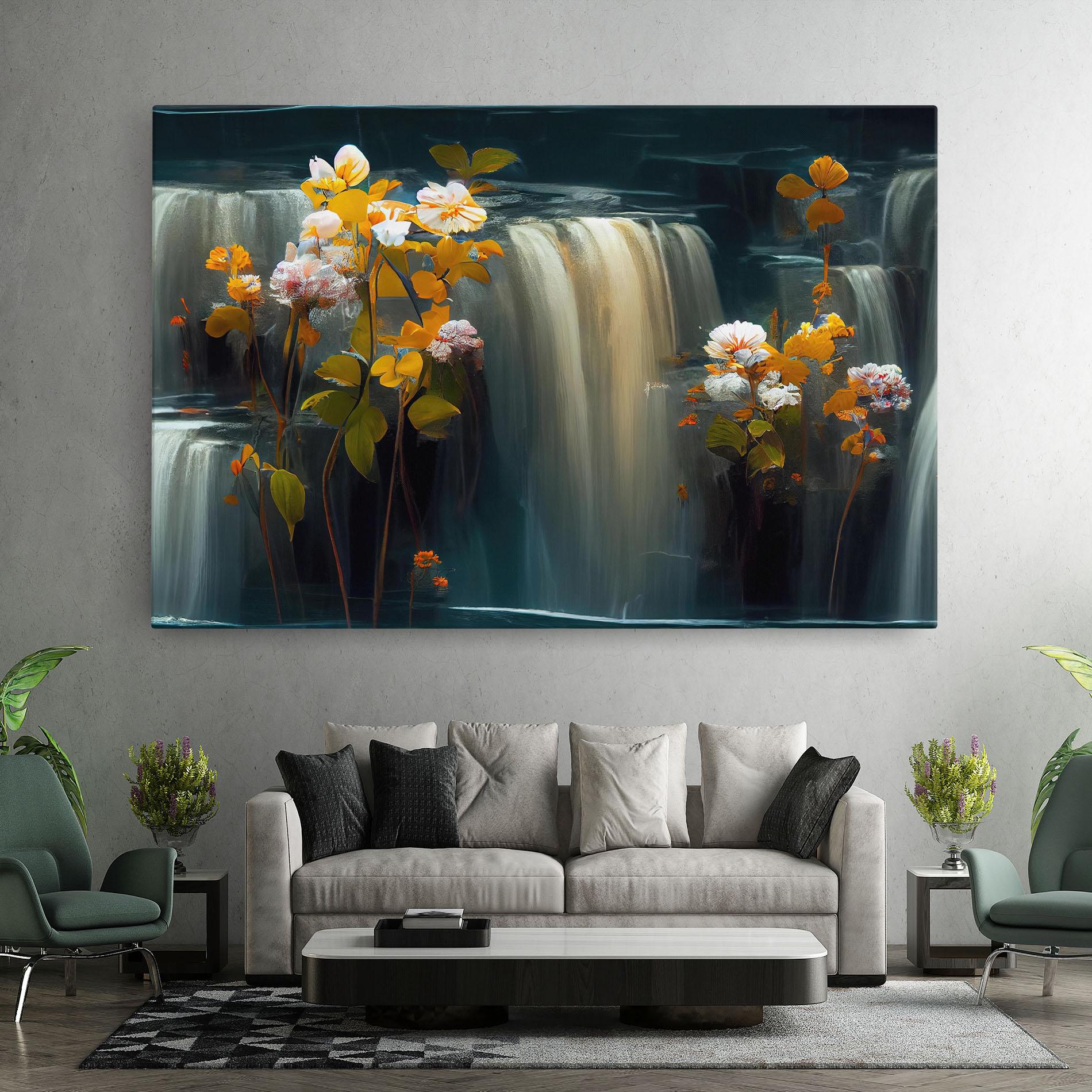 Leinwandbild Flowers Waterfall mockup 7