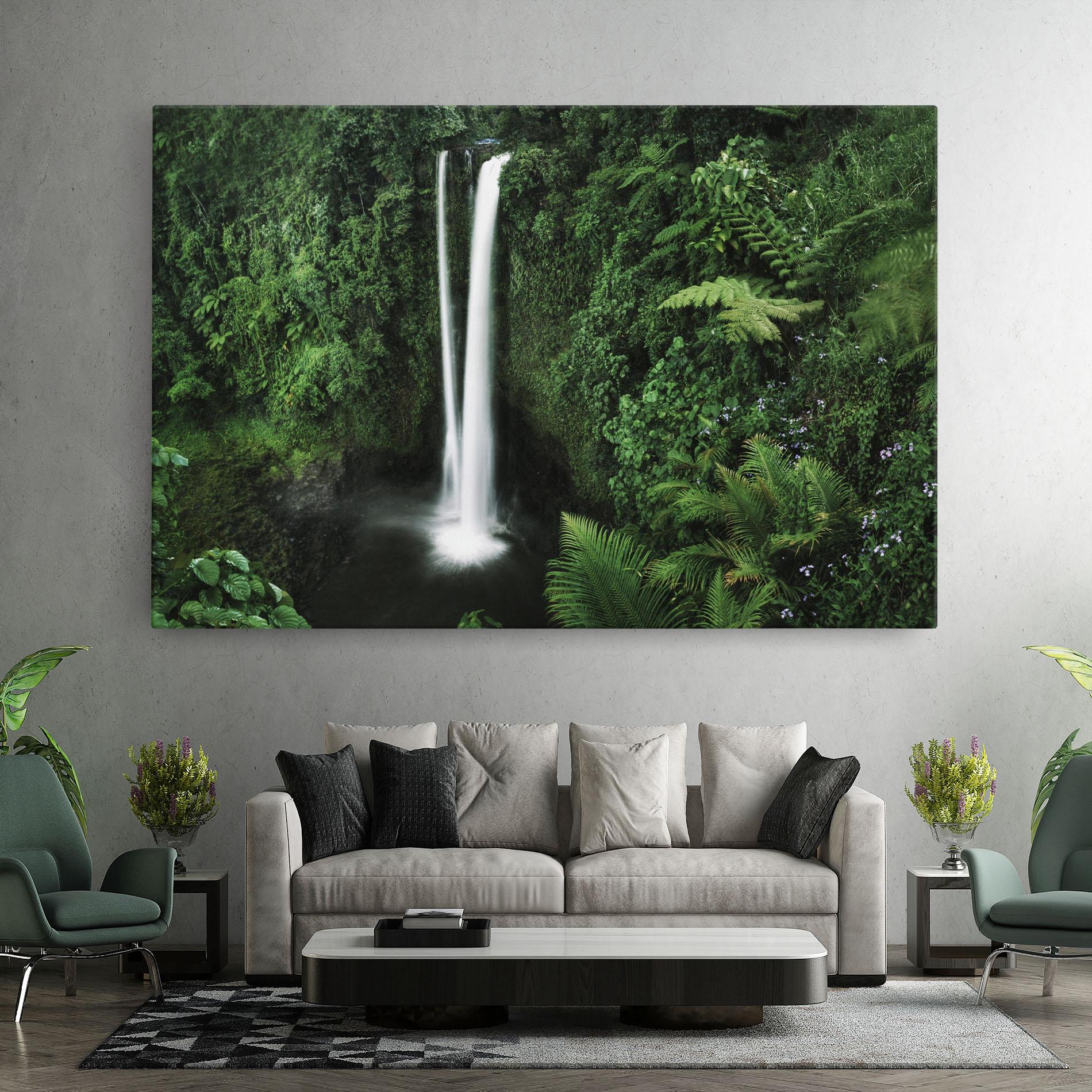 Leinwandbild Green Nature Waterfall mockup 7