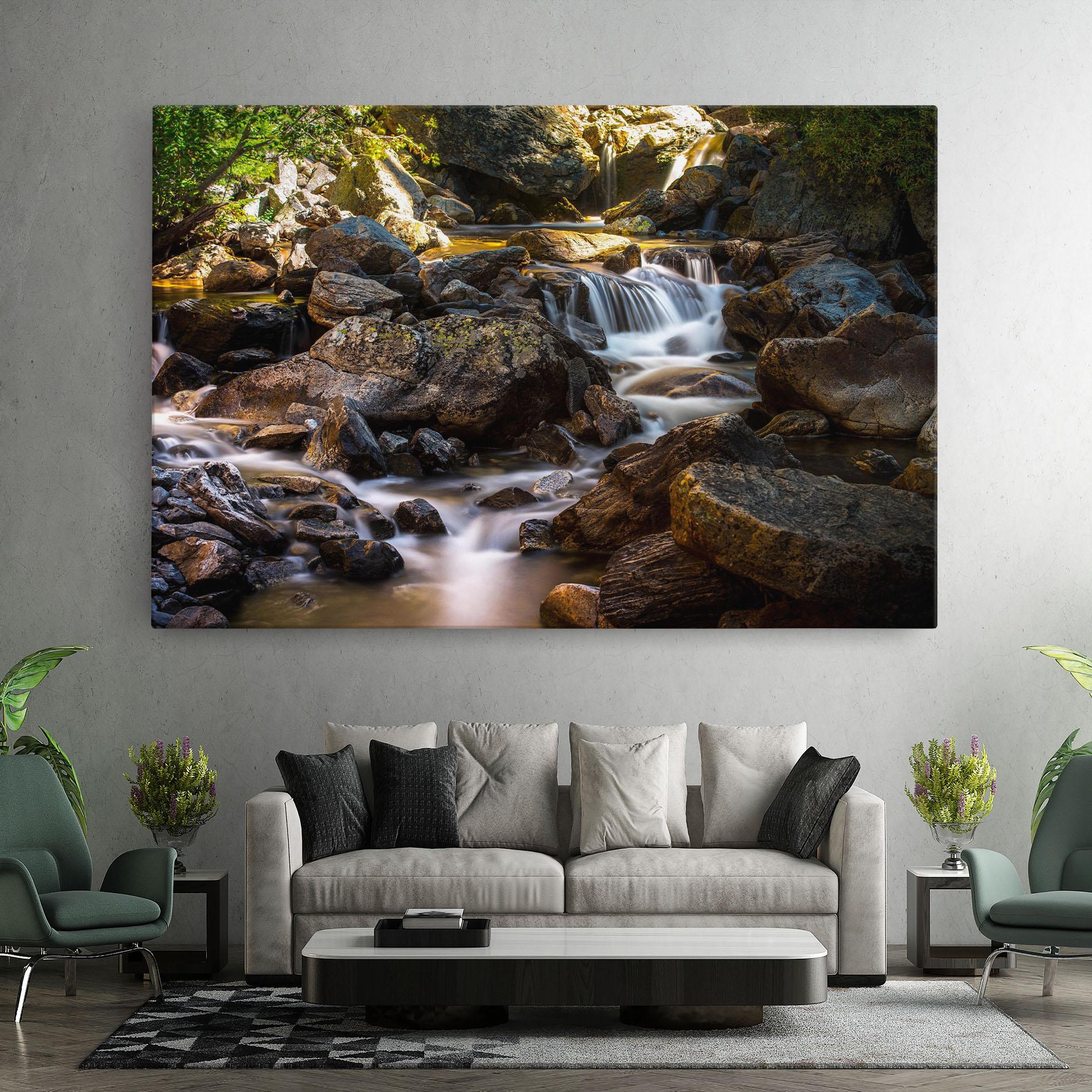 Leinwandbild Nature Rocks Waterfall mockup 7
