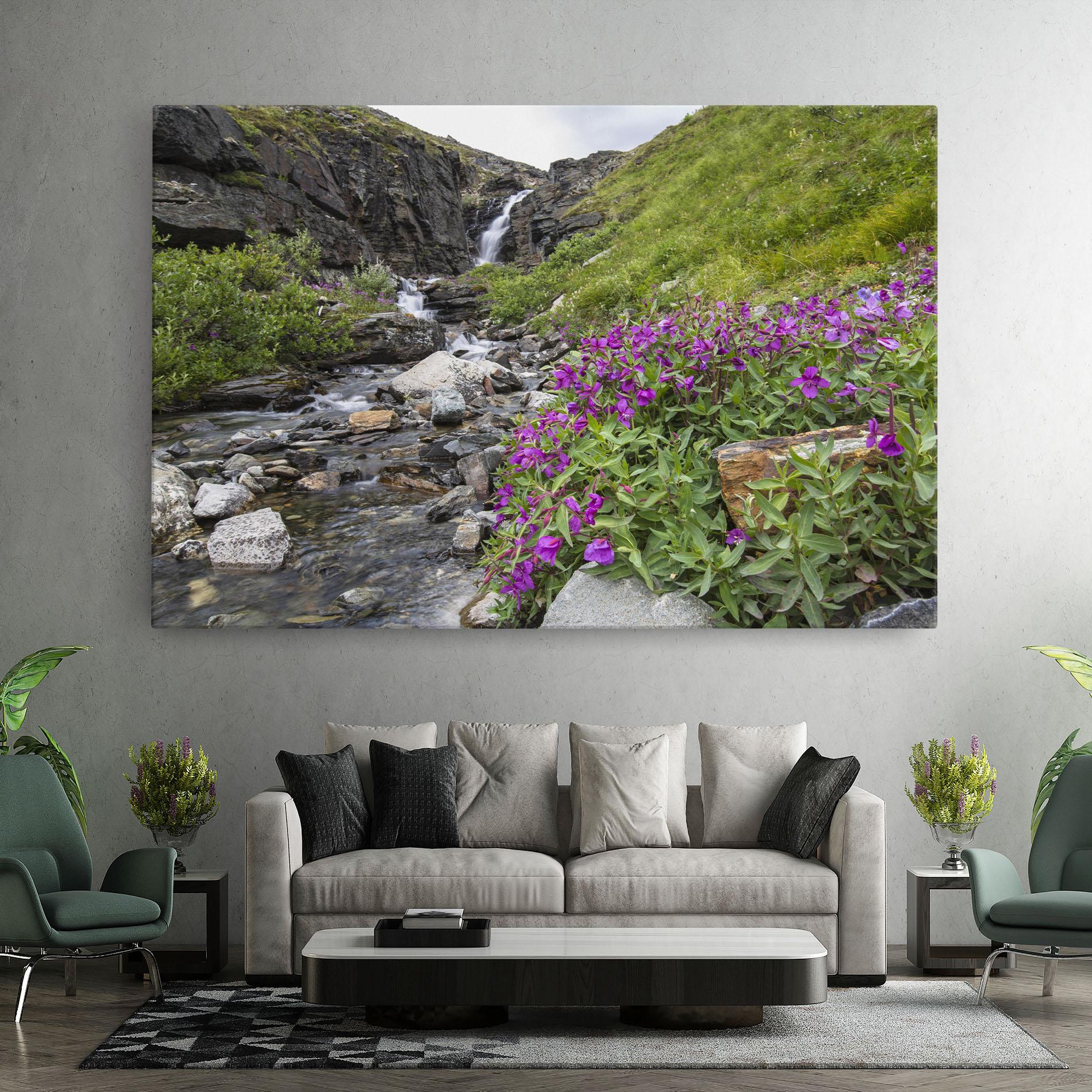 Leinwandbild Purple Flowers Waterfall mockup 7