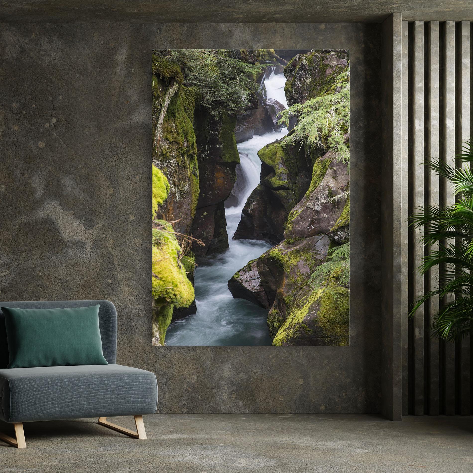 Leinwandbild Water Falling Forest mockup 7