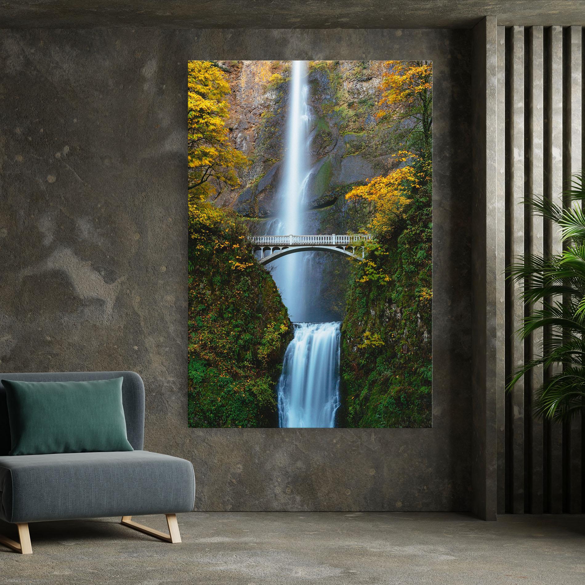 Leinwandbild Yellow Leaves Bridge mockup 7