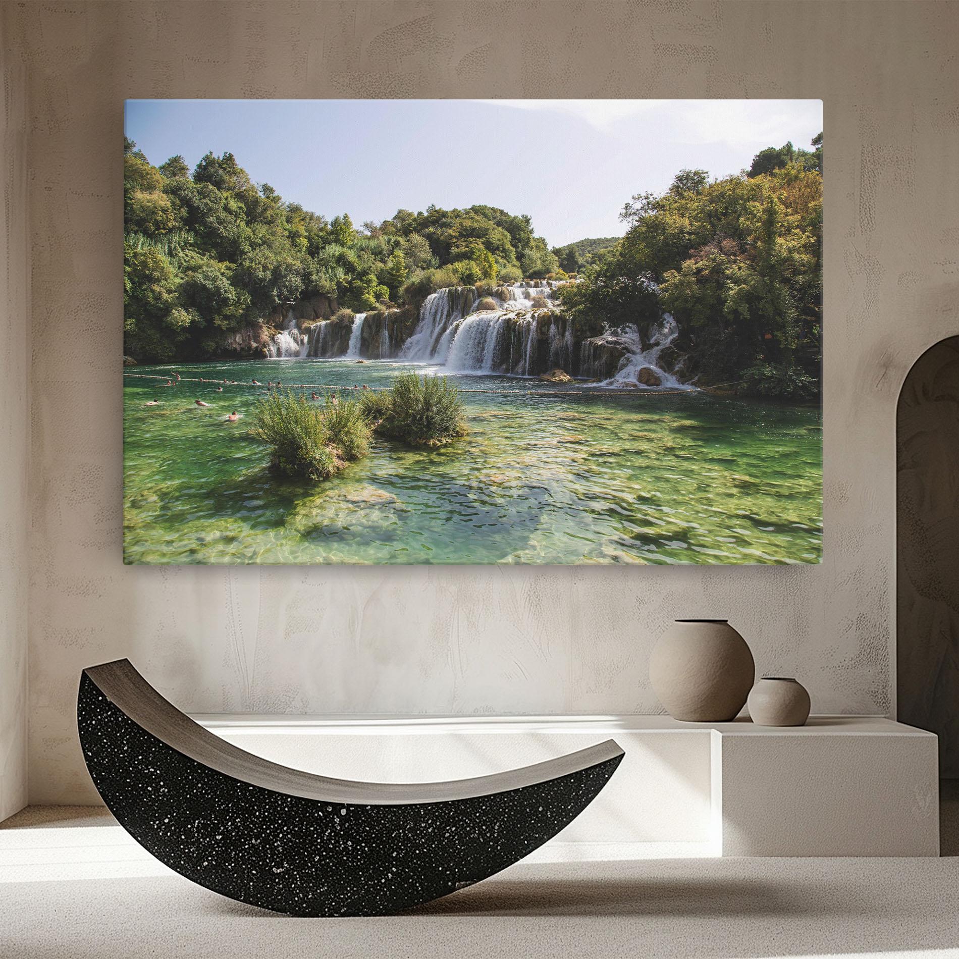 Leinwandbild Green Waterfall mockup 8