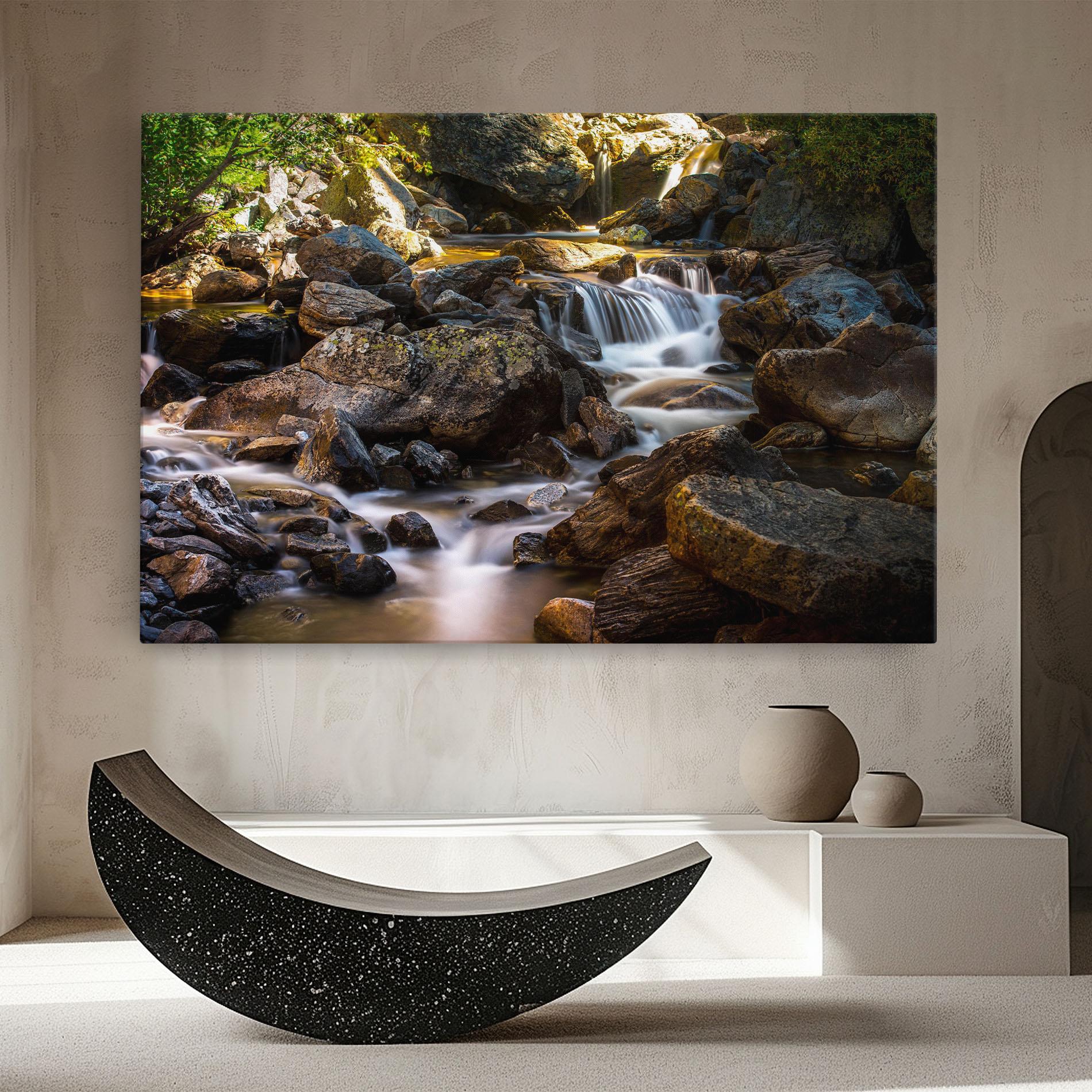 Leinwandbild Nature Rocks Waterfall mockup 8