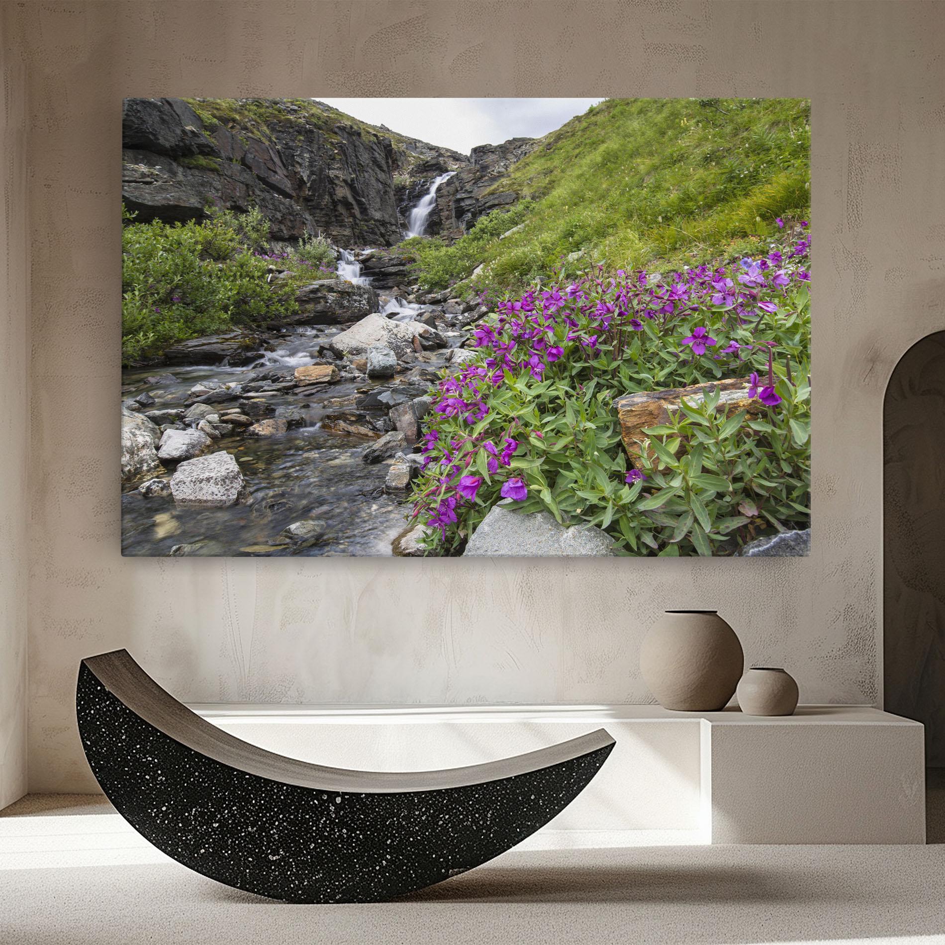 Leinwandbild Purple Flowers Waterfall mockup 8